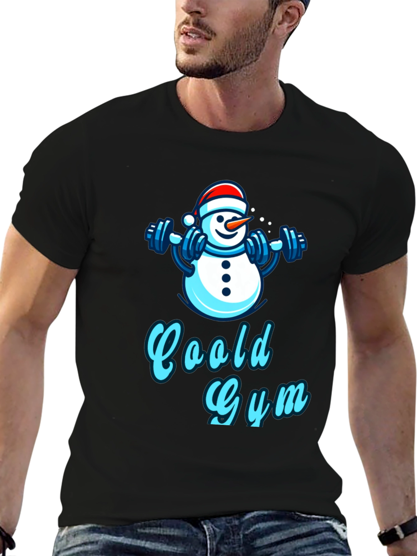 Cool Gym Snowman Black T-Shirt