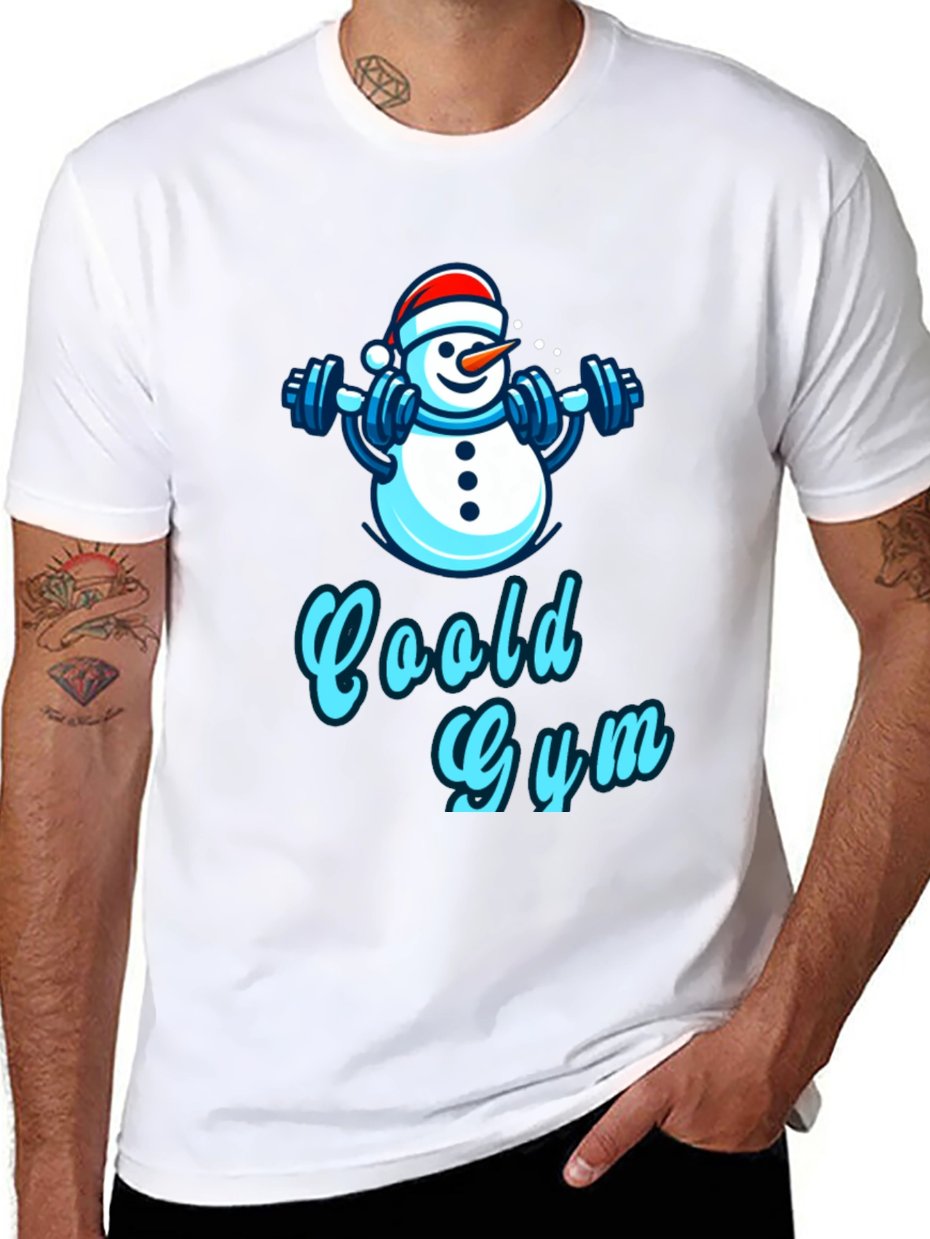 Cool Gym Snowman Black T-Shirt