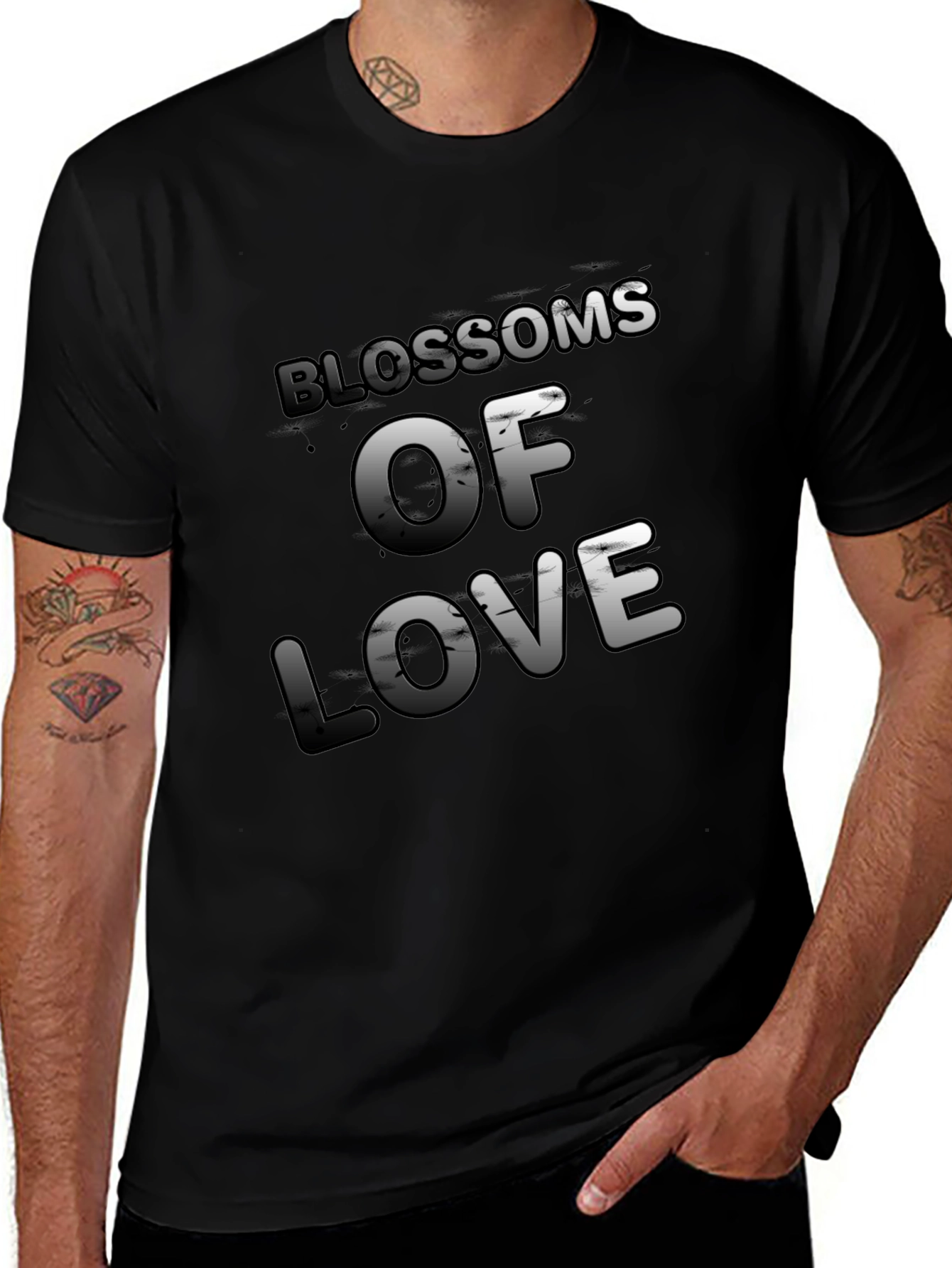 Blossoms of Love Graphic Tee - Stylish Black T-Shirt