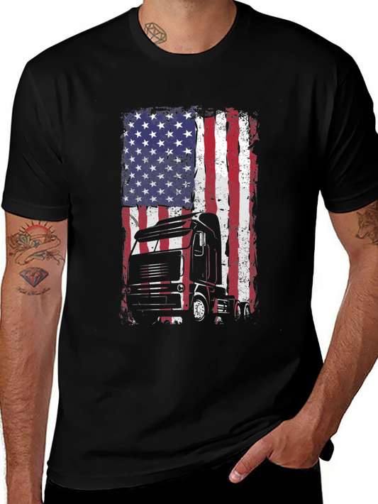 Trucker USA Flag Graphic T-Shirt
