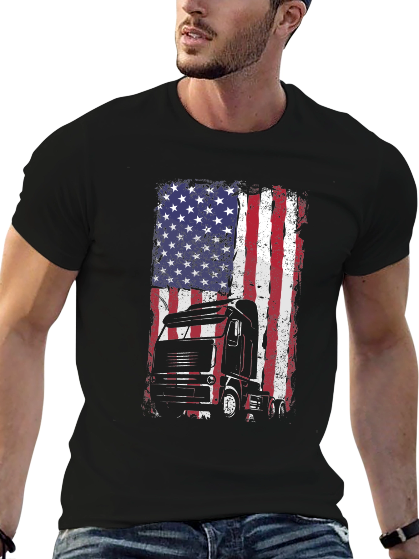 Trucker USA Flag Graphic T-Shirt