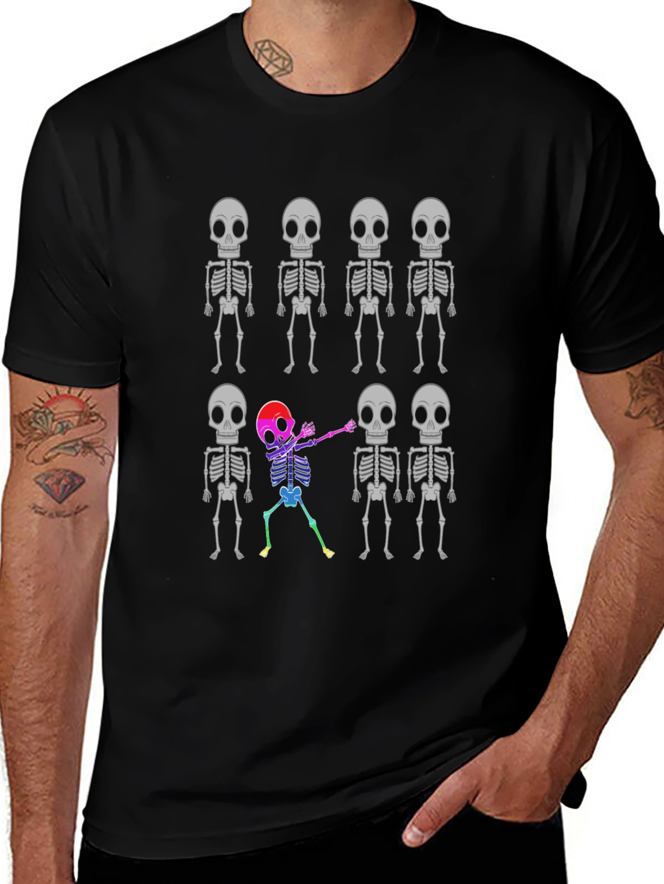 Skeleton Dabbing T-Shirt - Halloween Novelty Tee