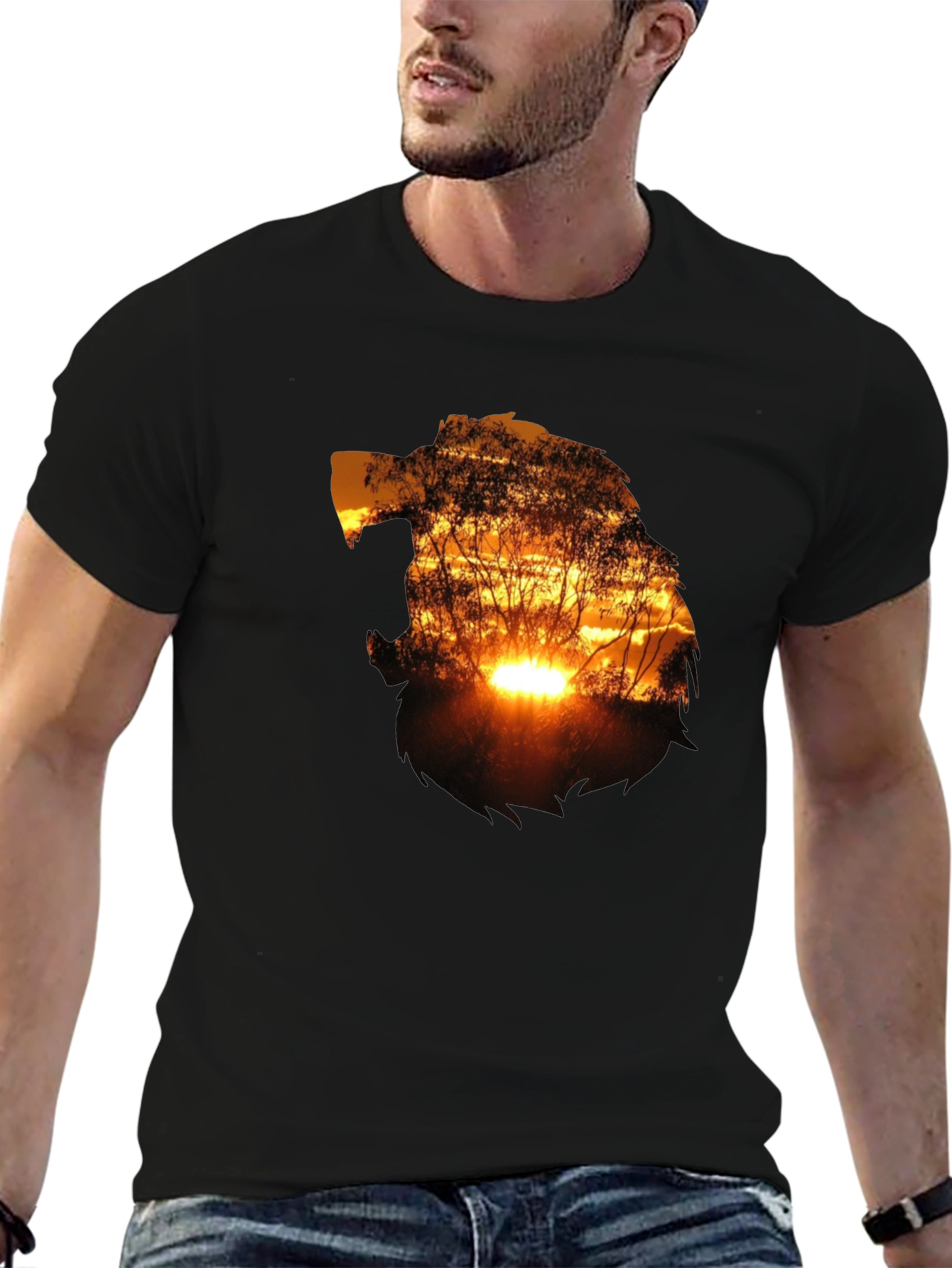 Sunset Silhouette Graphic T-Shirt - Black