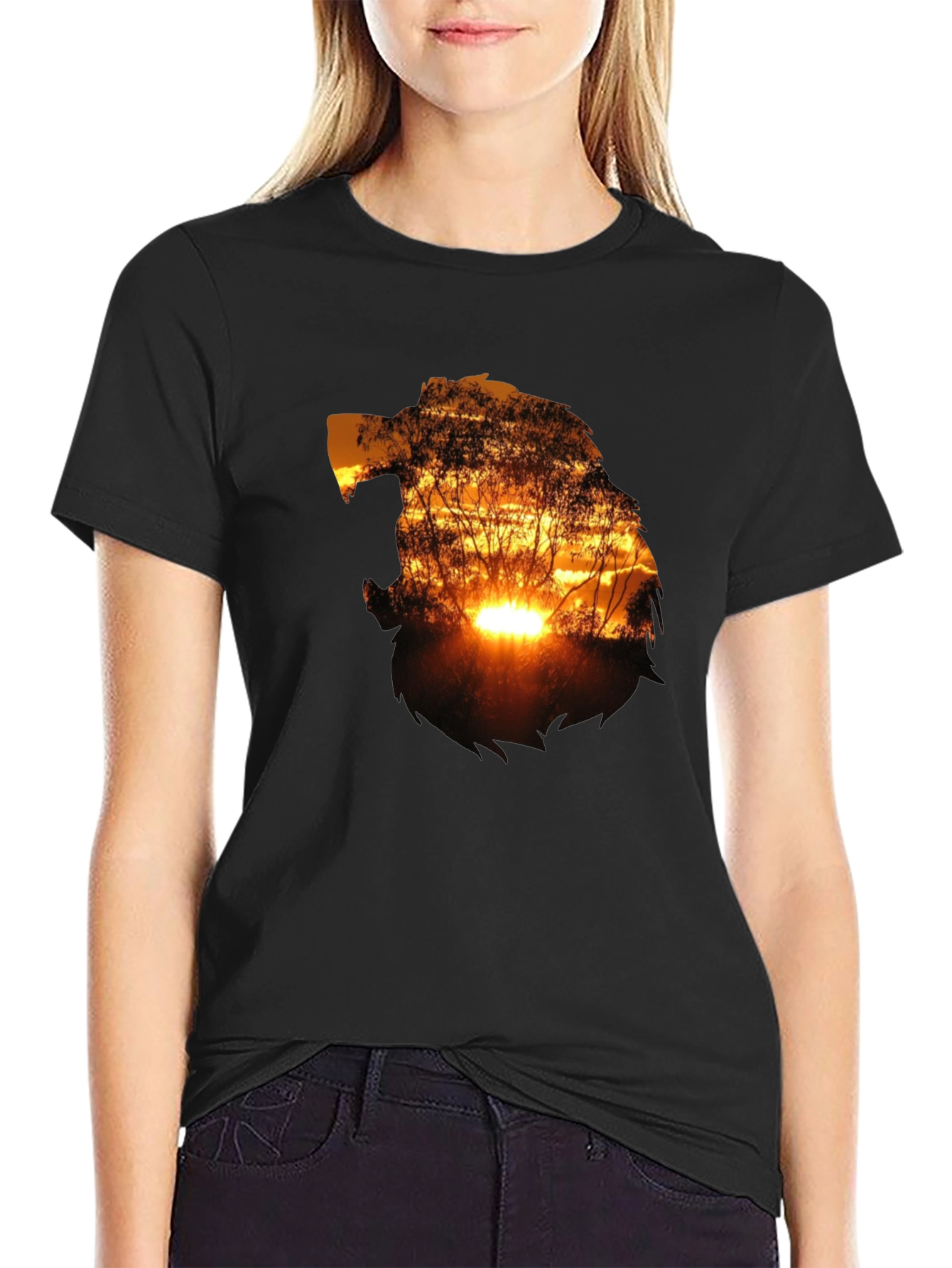 Sunset Silhouette Graphic T-Shirt - Black