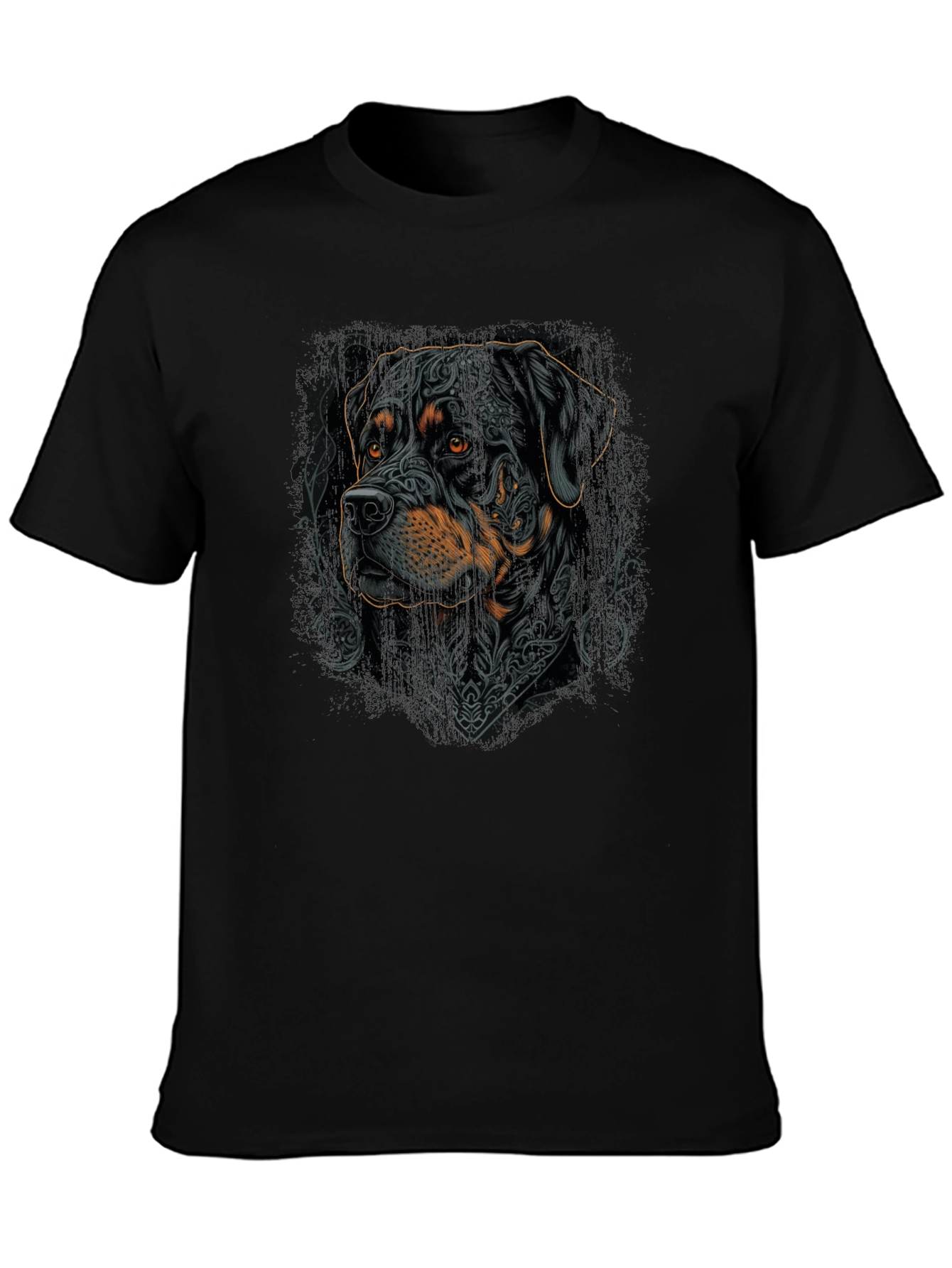 Rottweiler Tattoo Art Graphic Tee - Black Cotton Blend