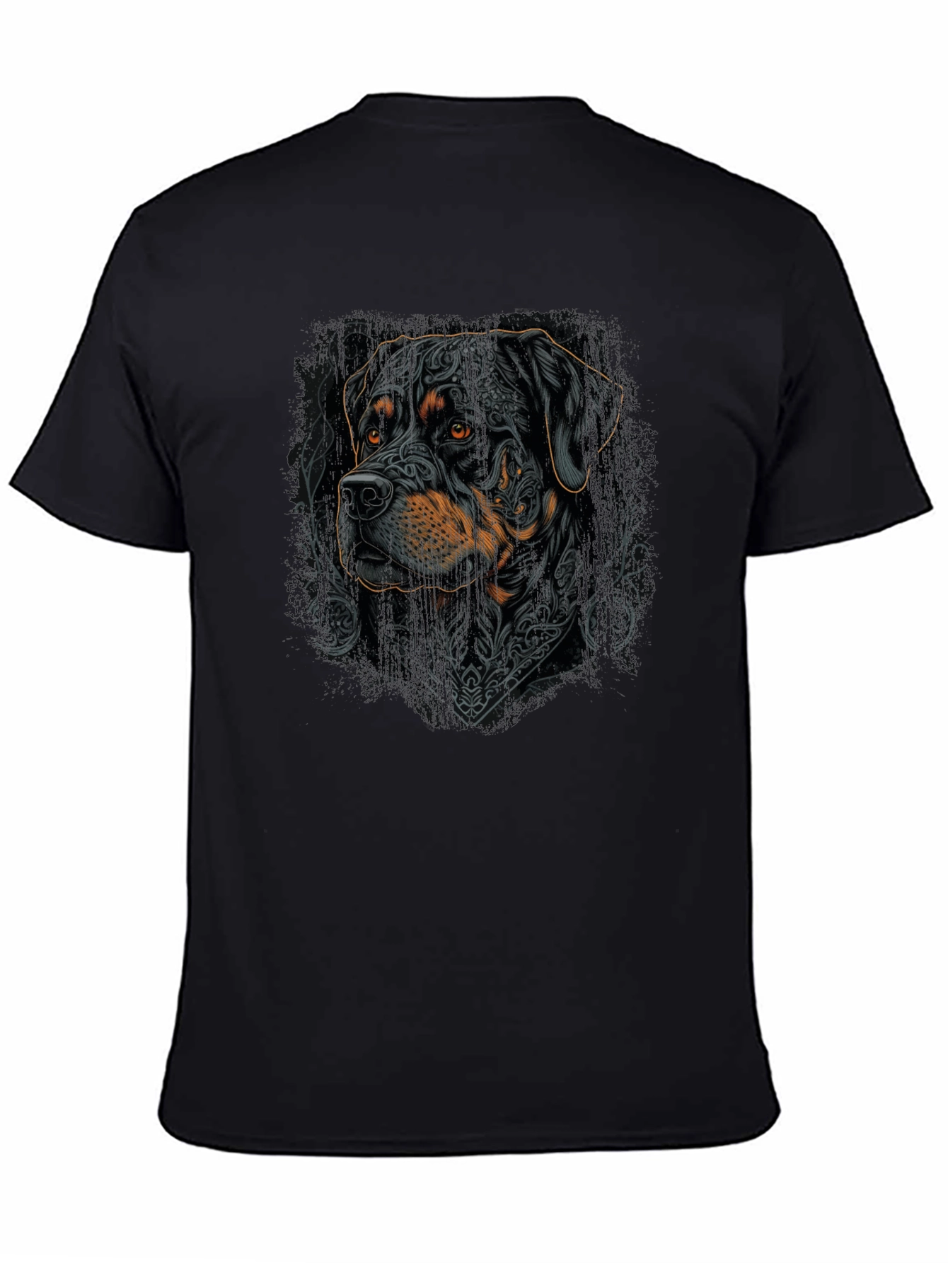 Rottweiler Tattoo Art Graphic Tee - Black Cotton Blend