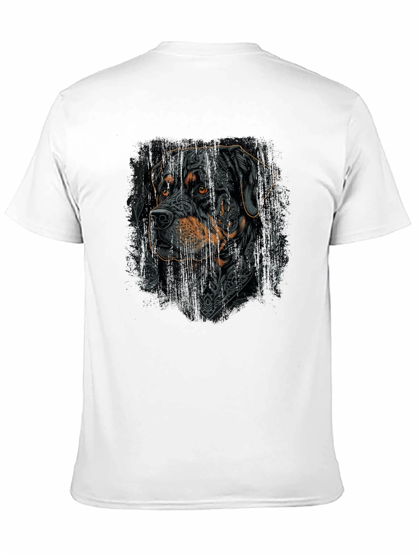 Rottweiler Tattoo Art Graphic Tee - Black Cotton Blend