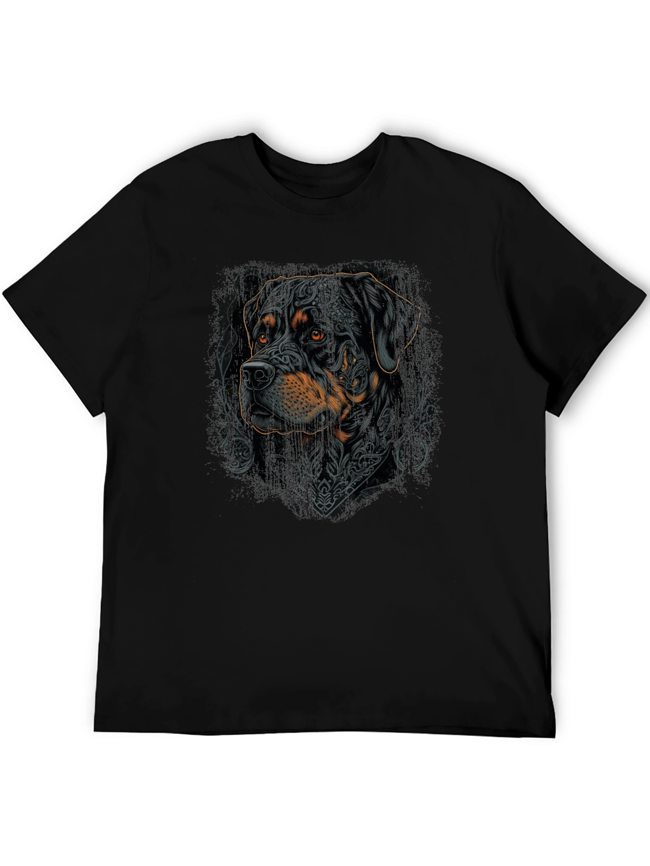 Rottweiler Tattoo Art Graphic Tee - Black Cotton Blend