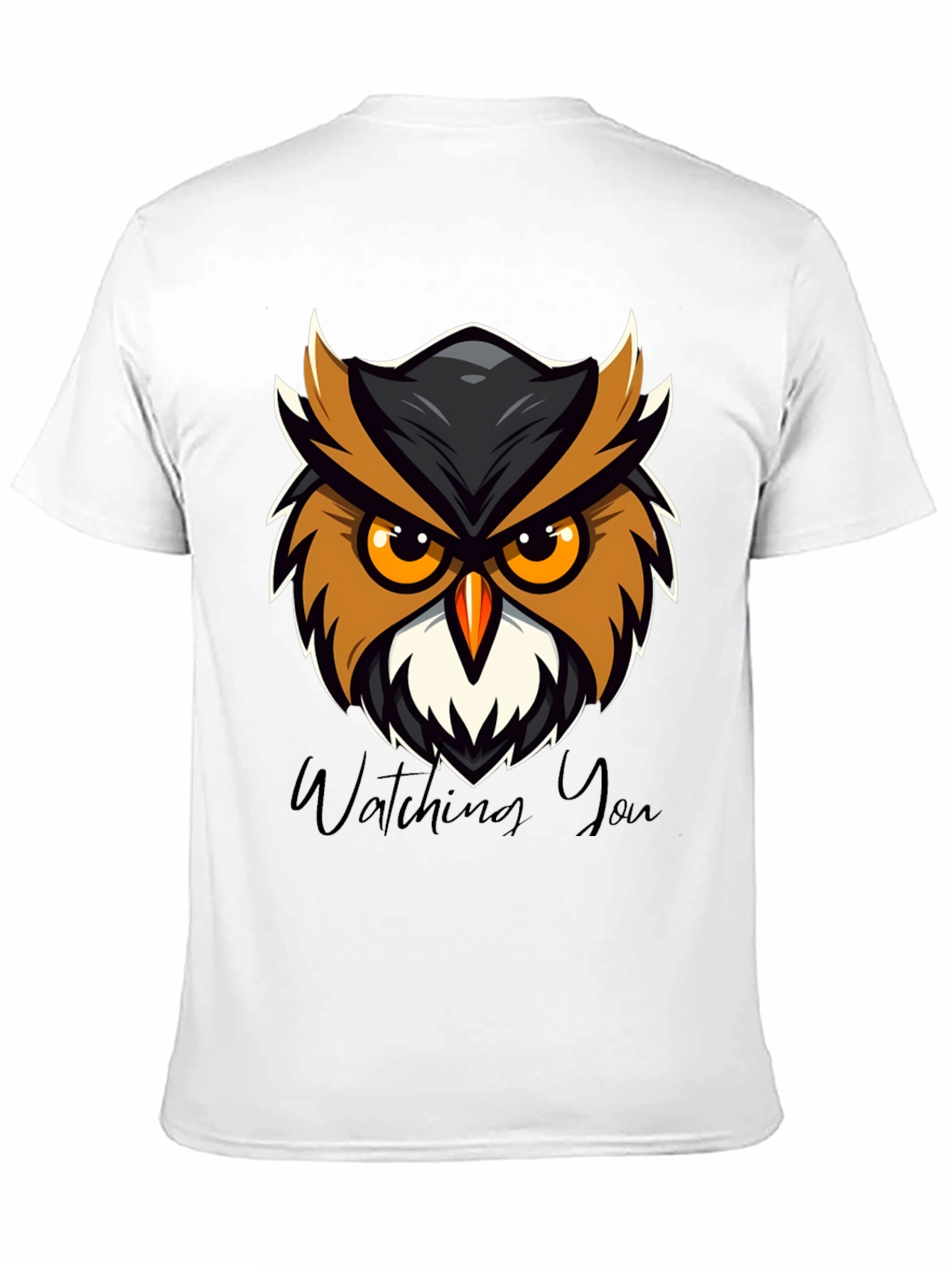 Mens Black Owl Graphic Tee - Watching You Design