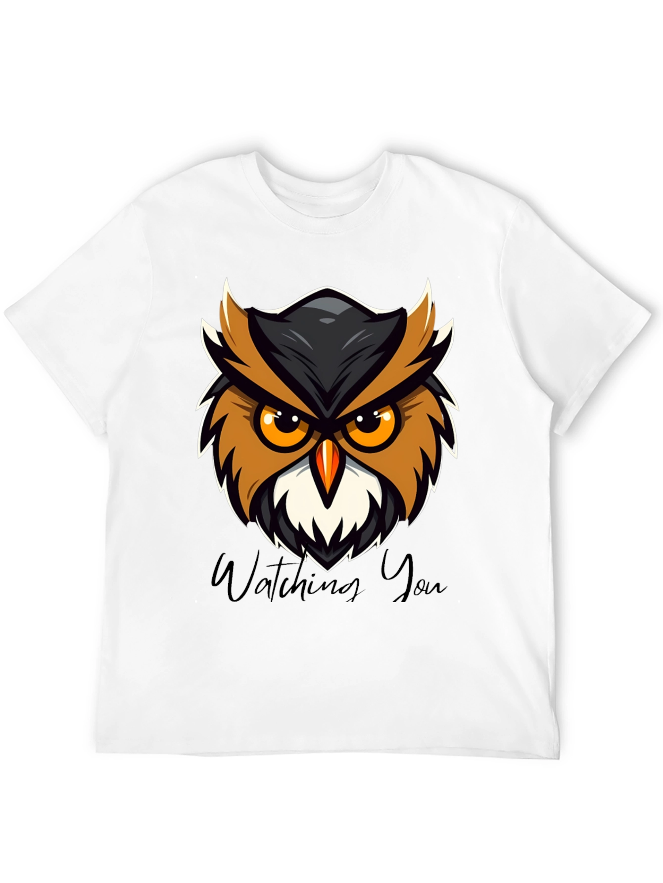 Mens Black Owl Graphic Tee - Watching You Design