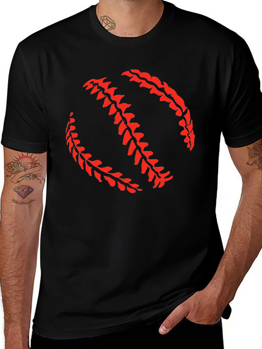 Baseball Stitch Graphic Black T-Shirt