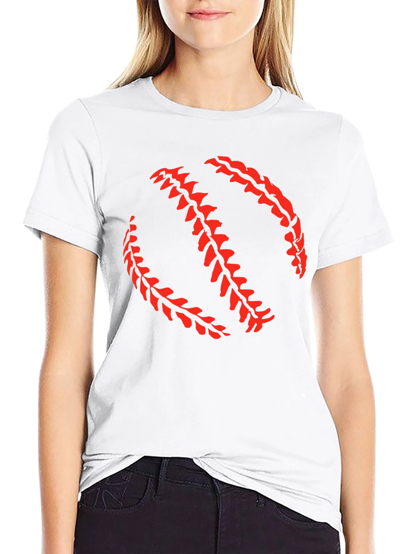 Baseball Stitch Graphic Black T-Shirt
