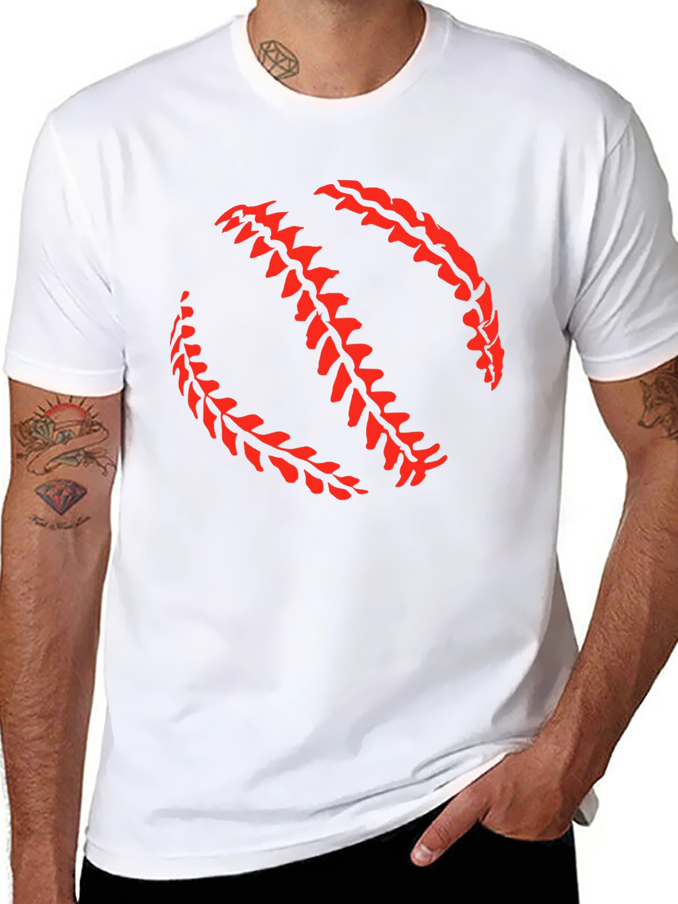 Baseball Stitch Graphic Black T-Shirt