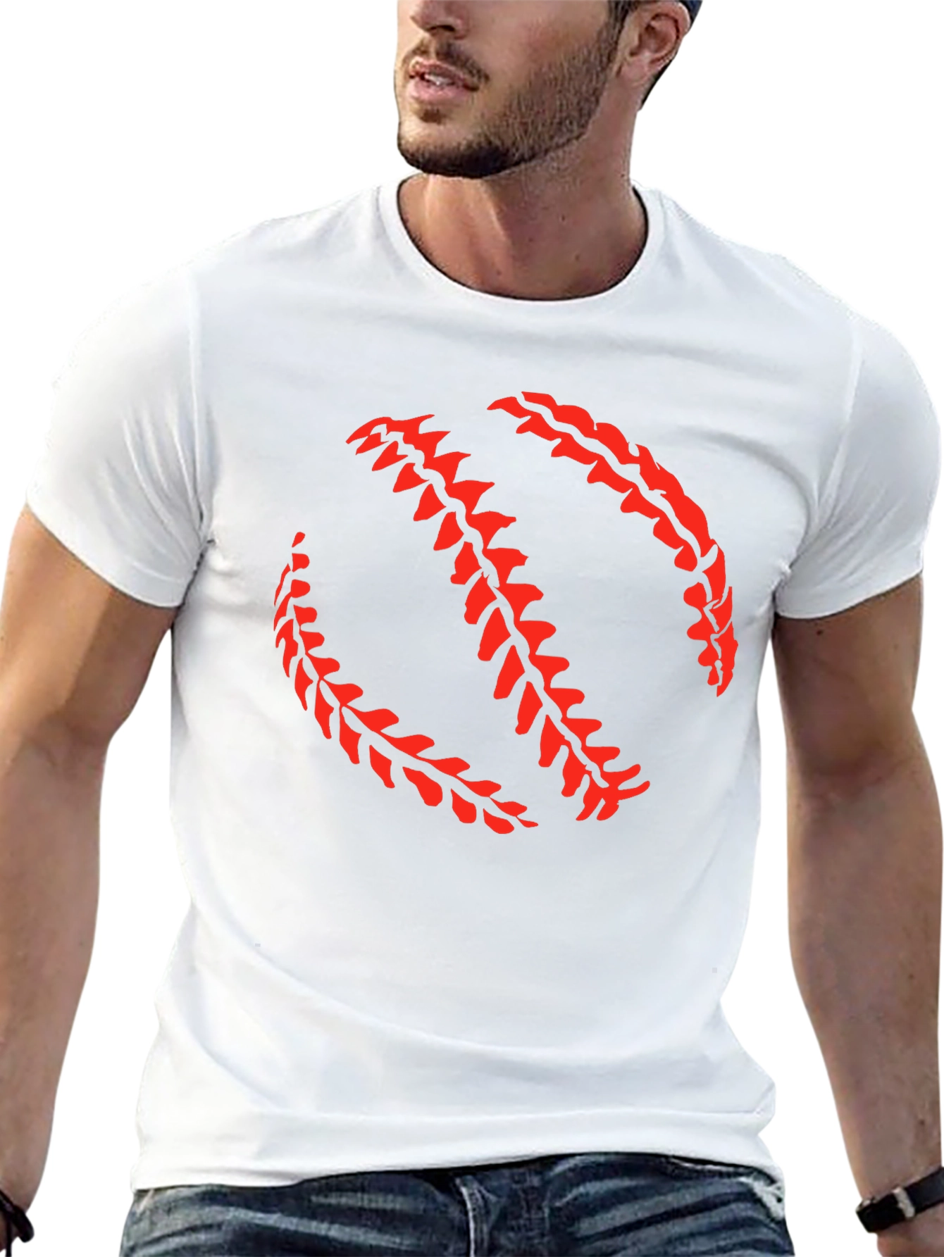 Baseball Stitch Graphic Black T-Shirt