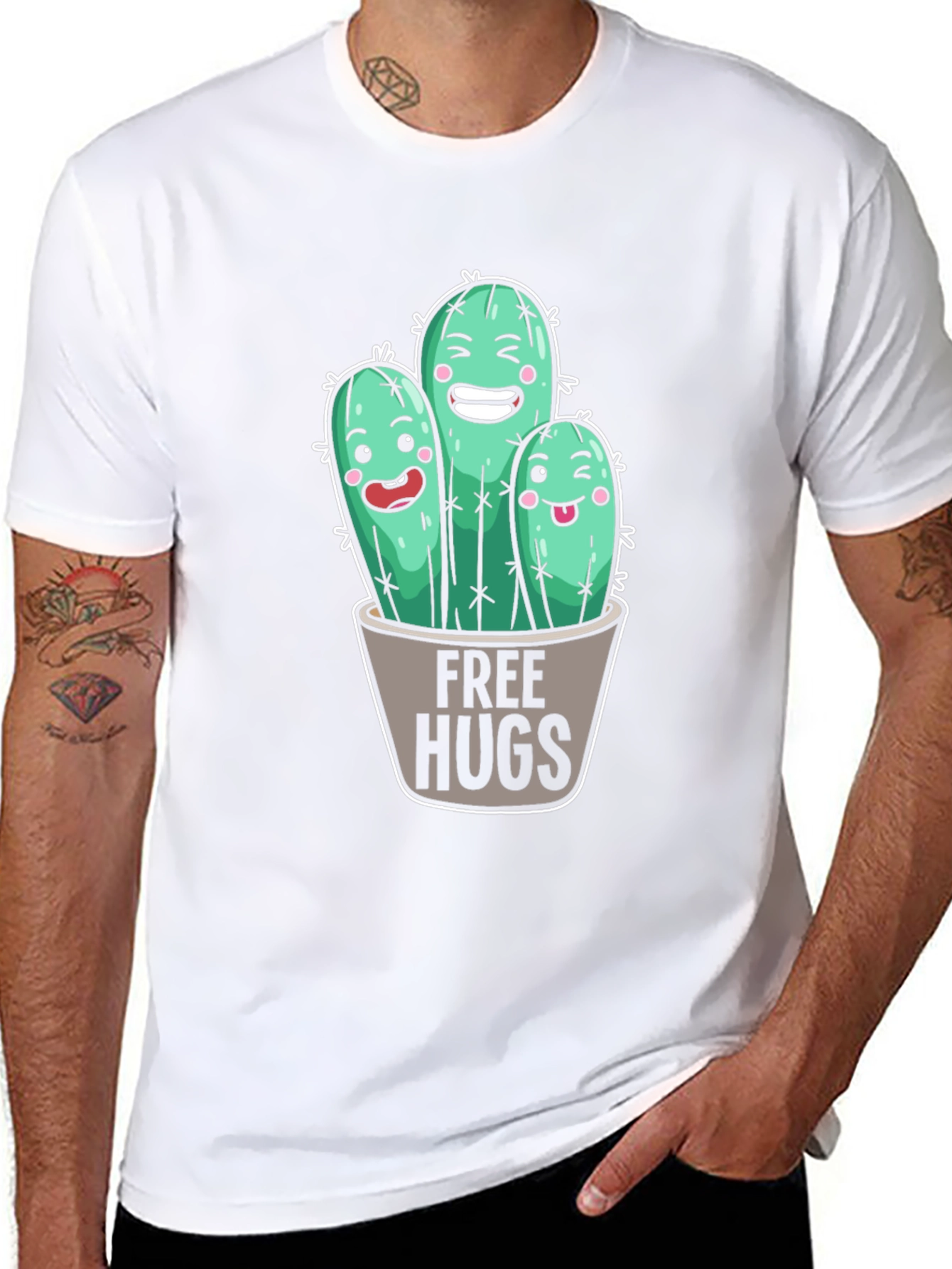 Free Hugs Cactus Graphic T-Shirt
