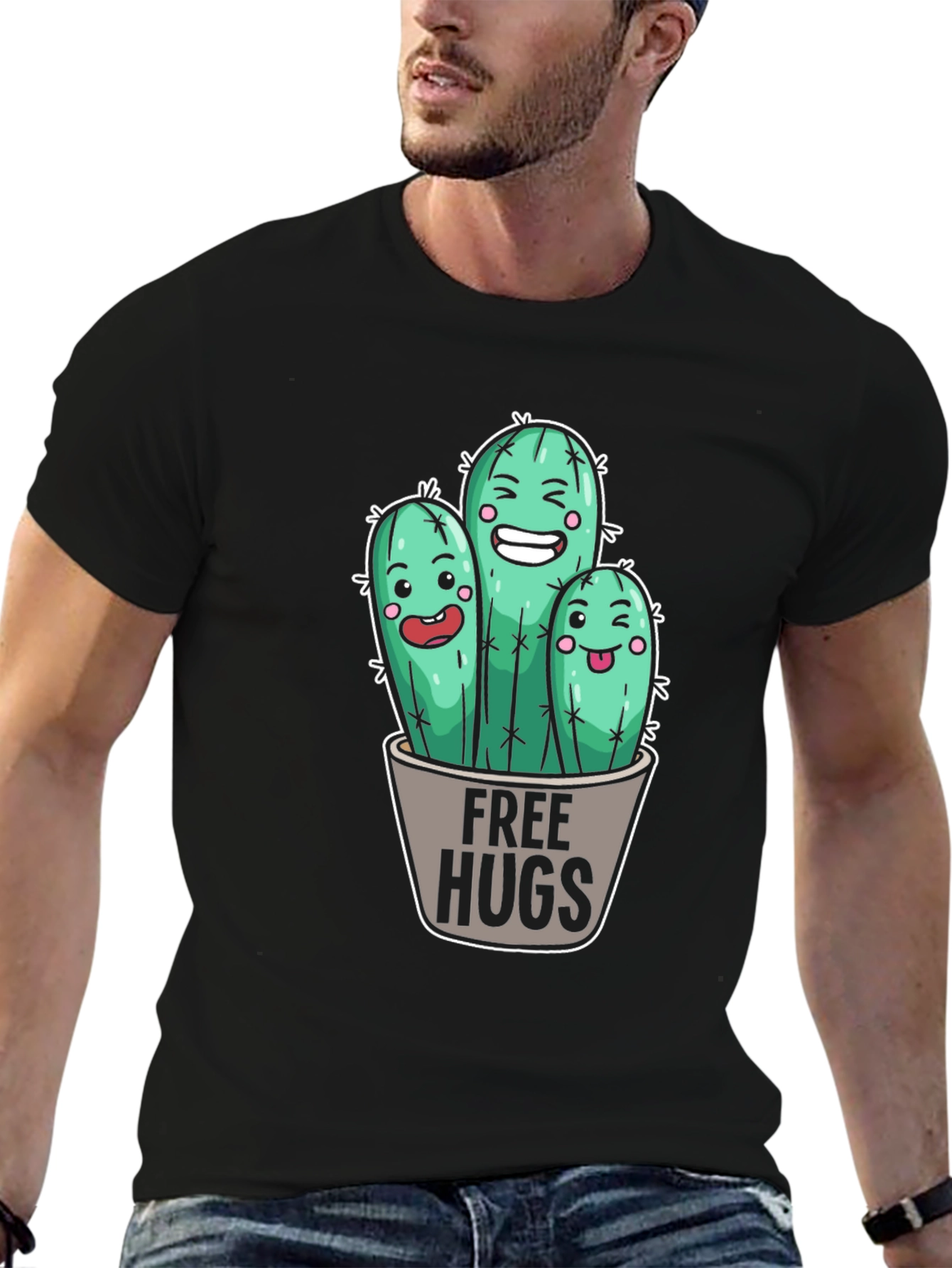 Free Hugs Cactus Graphic T-Shirt