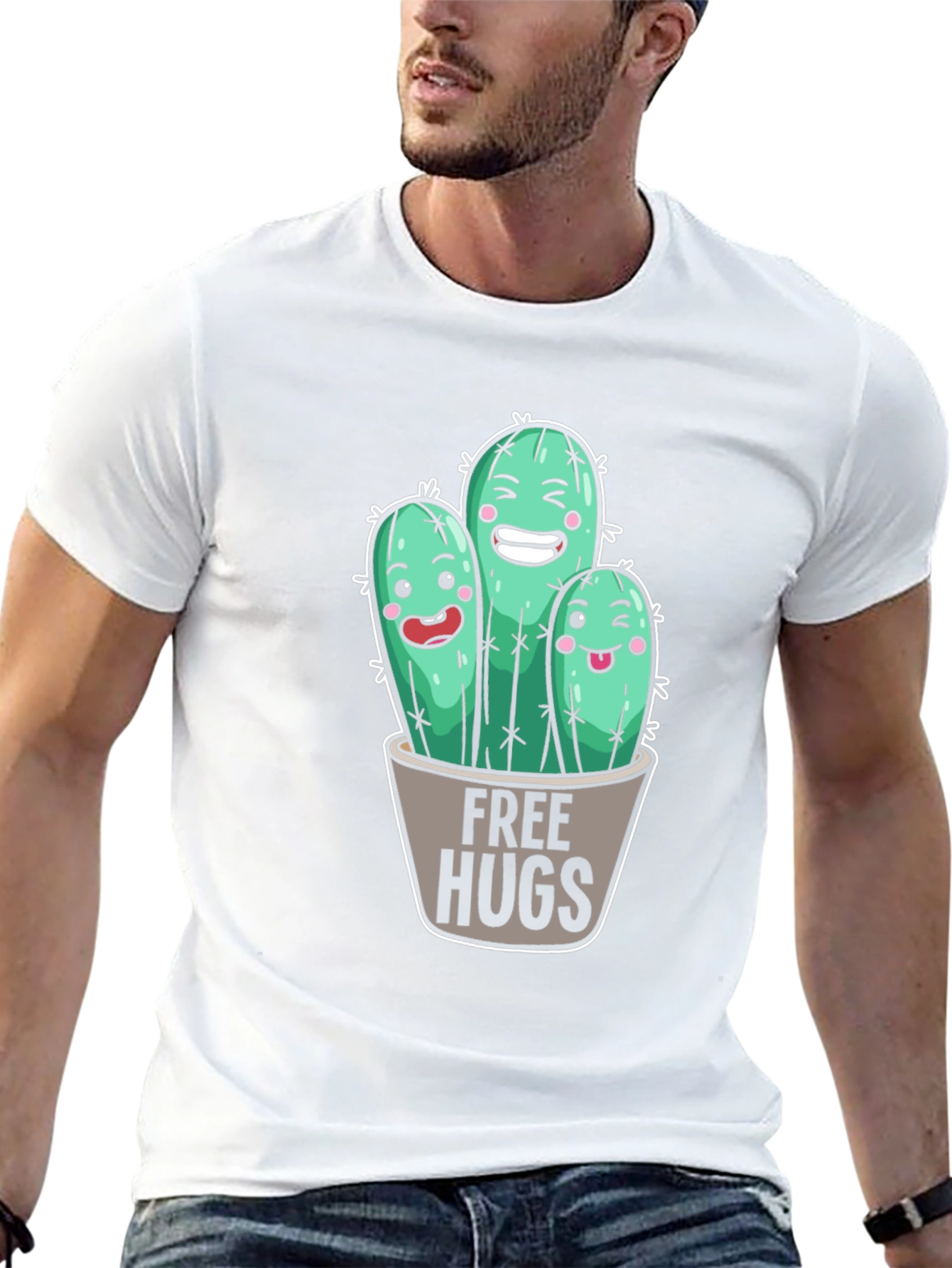 Free Hugs Cactus Graphic T-Shirt