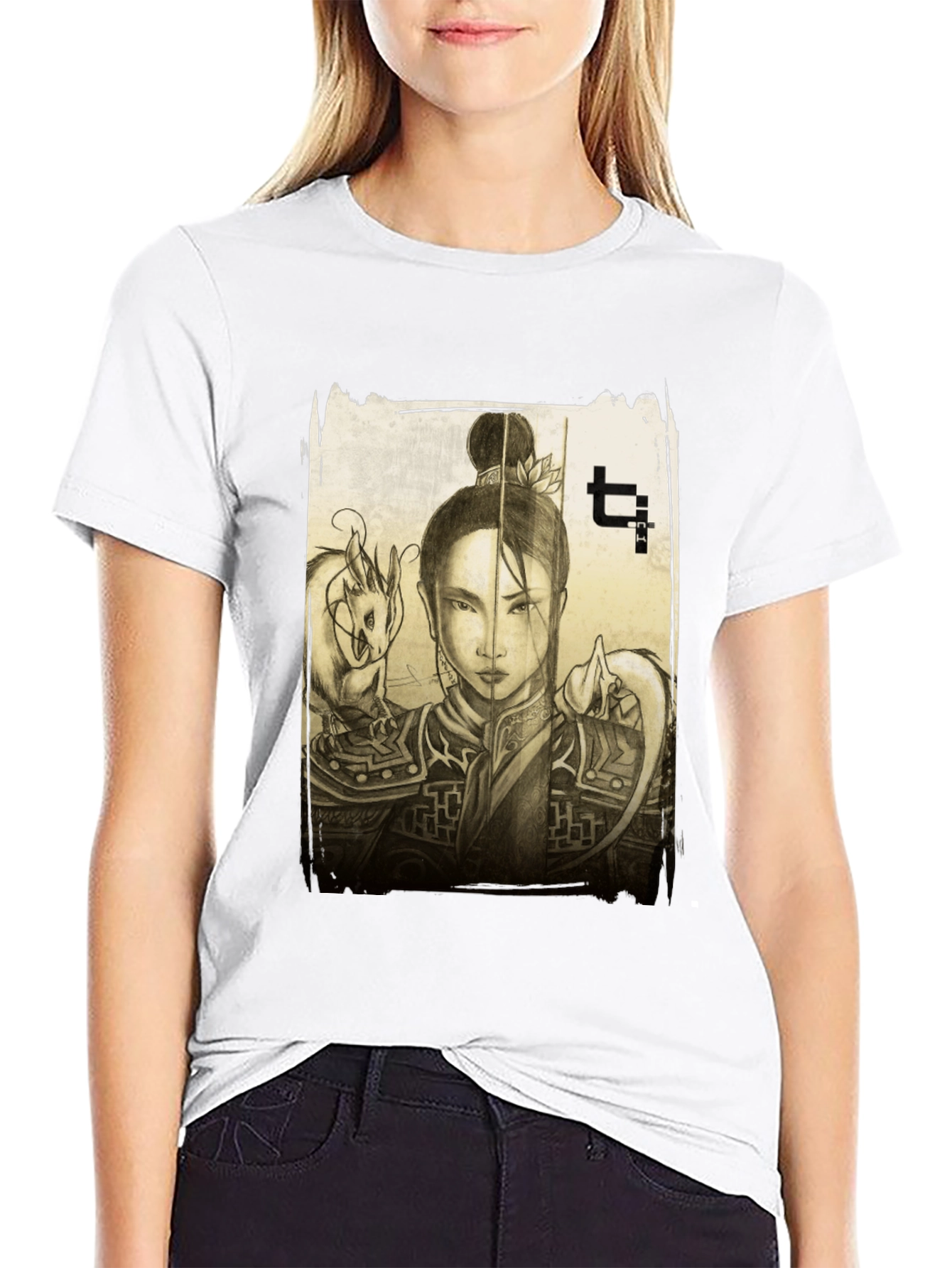 Warrior Woman & Dragon Graphic Tee