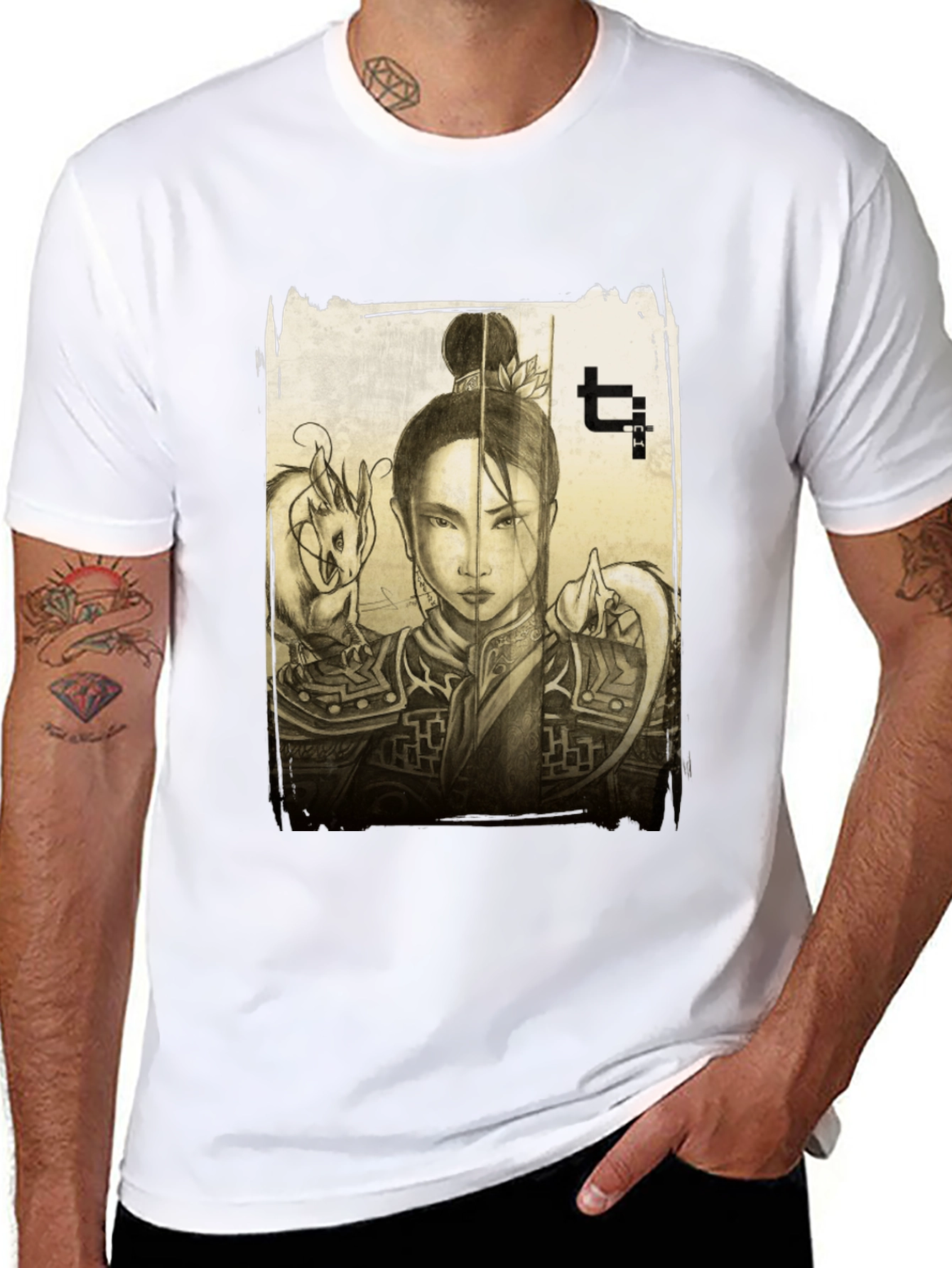 Warrior Woman & Dragon Graphic Tee