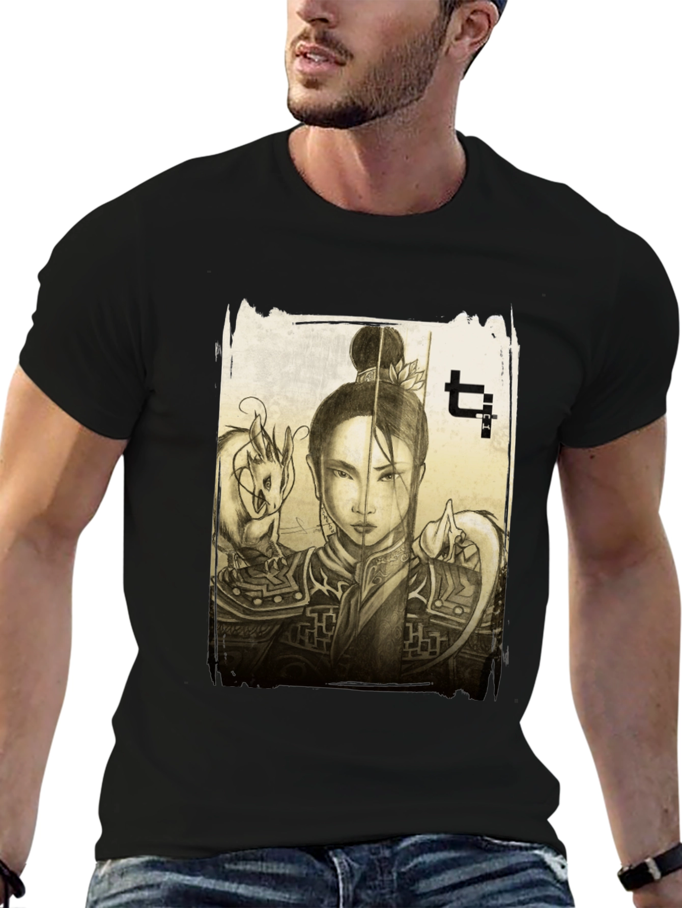 Warrior Woman & Dragon Graphic Tee