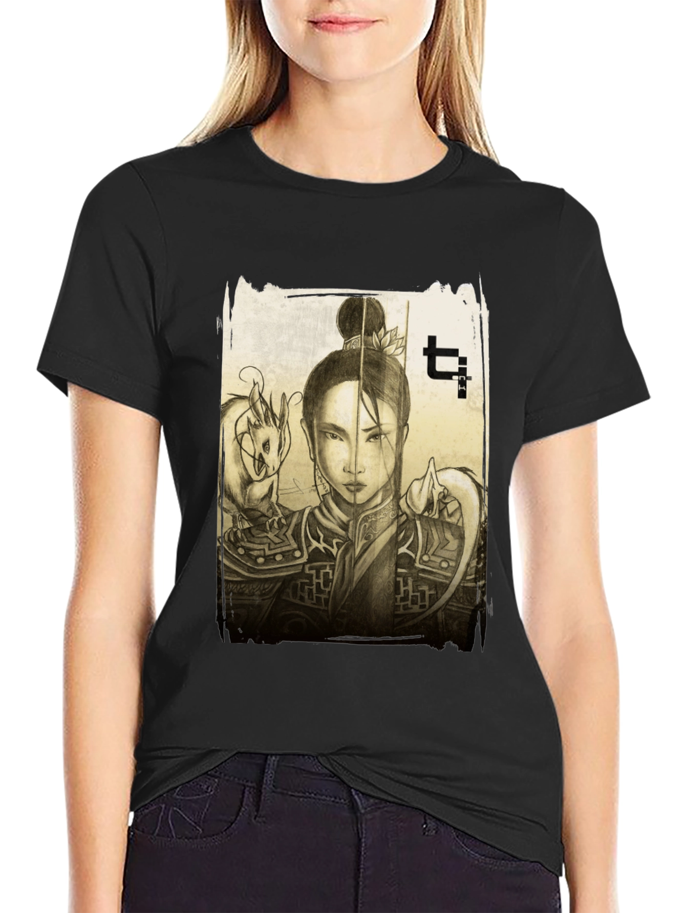 Warrior Woman & Dragon Graphic Tee