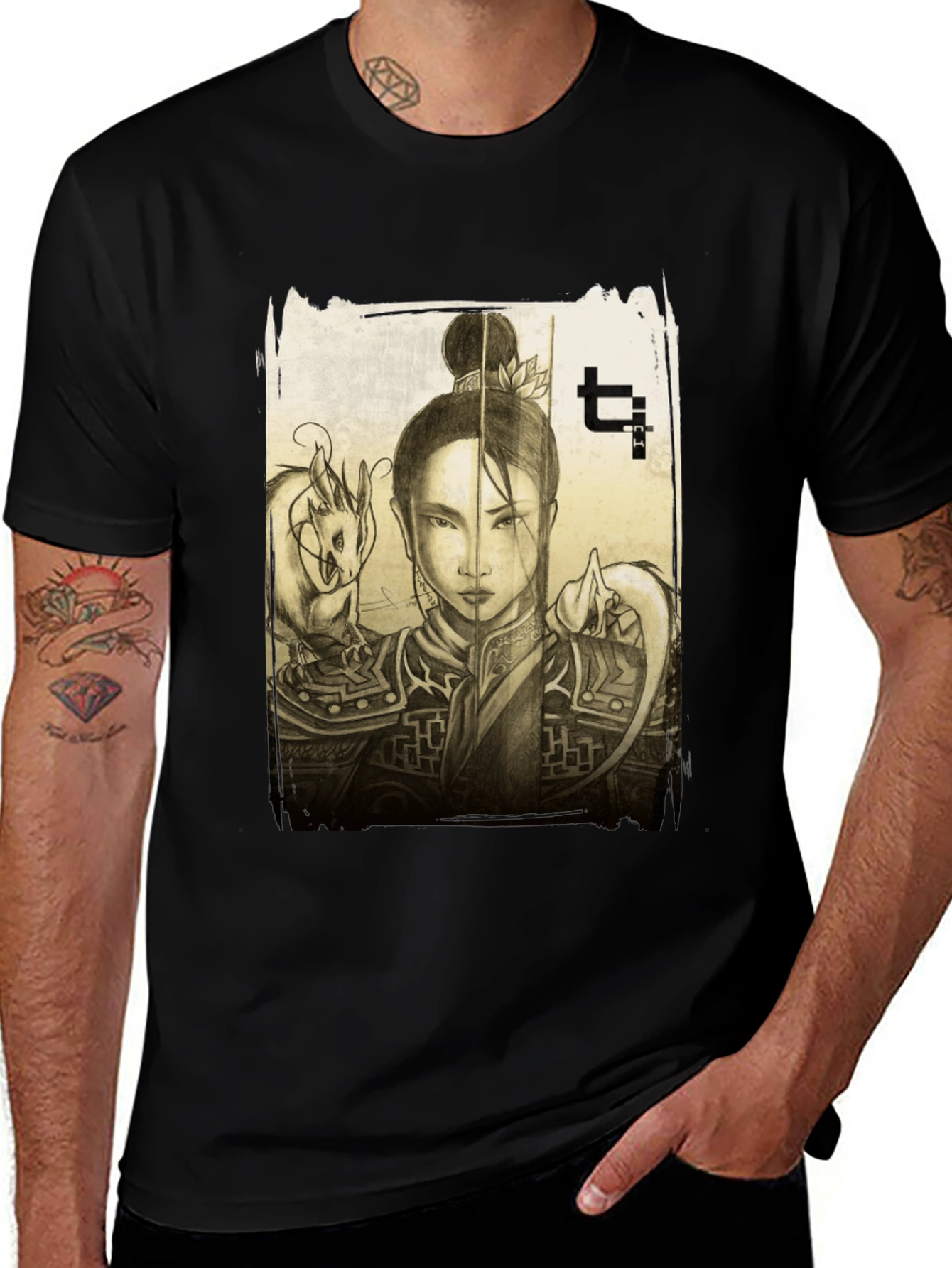 Warrior Woman & Dragon Graphic Tee