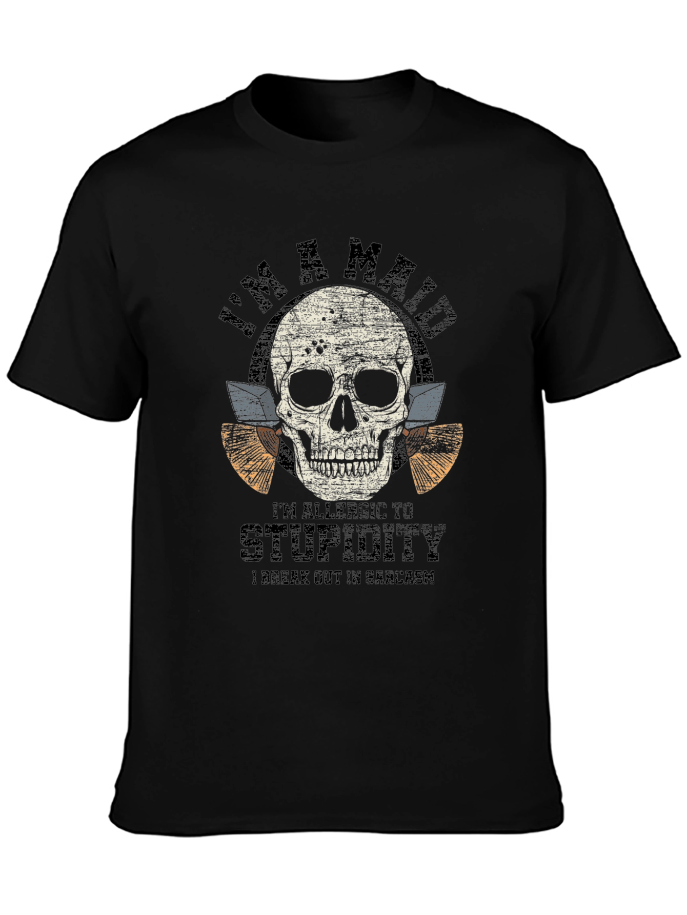 Sarcastic Skull Graphic Tee - Mens Black T-Shirt