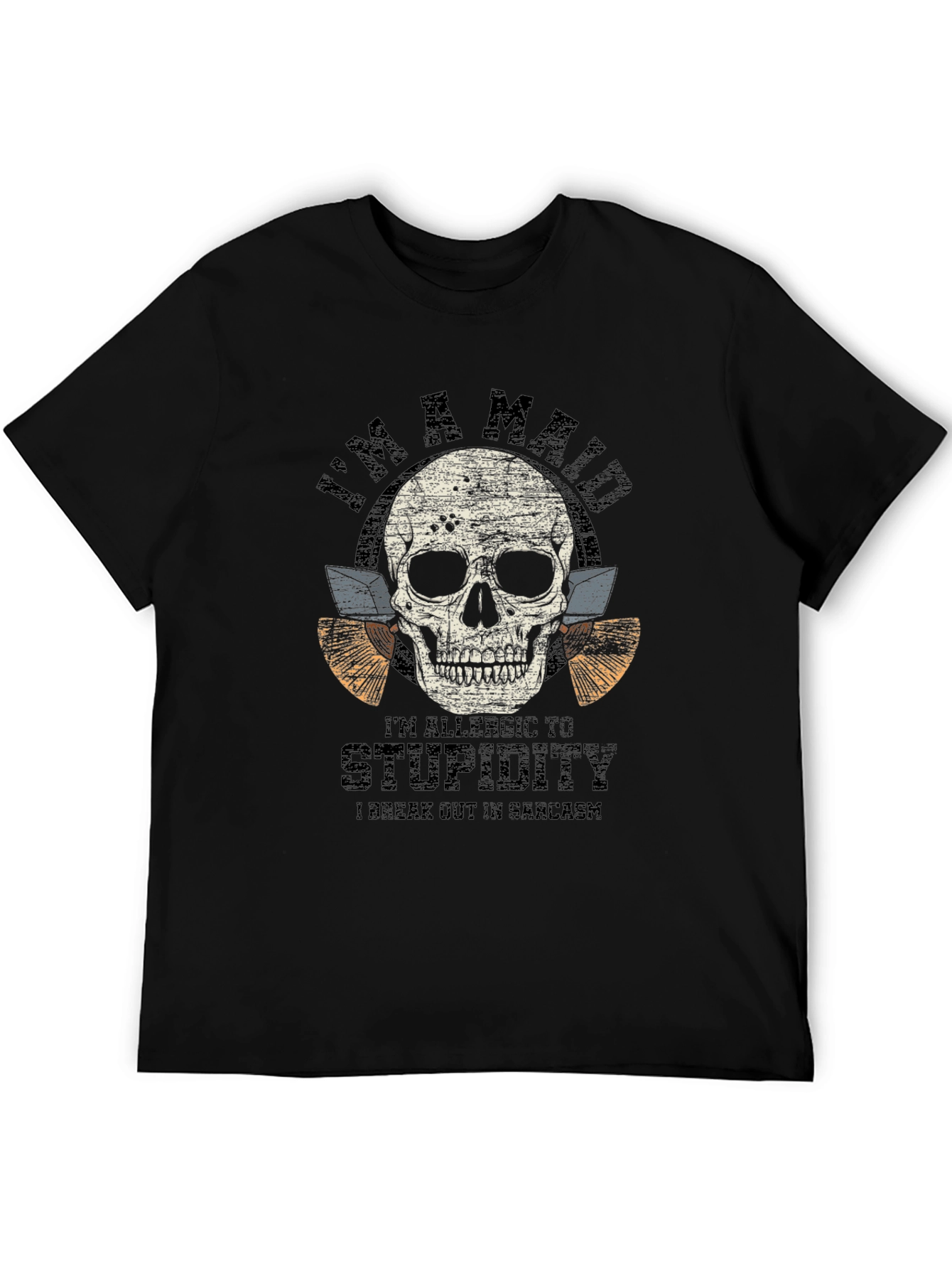 Sarcastic Skull Graphic Tee - Mens Black T-Shirt