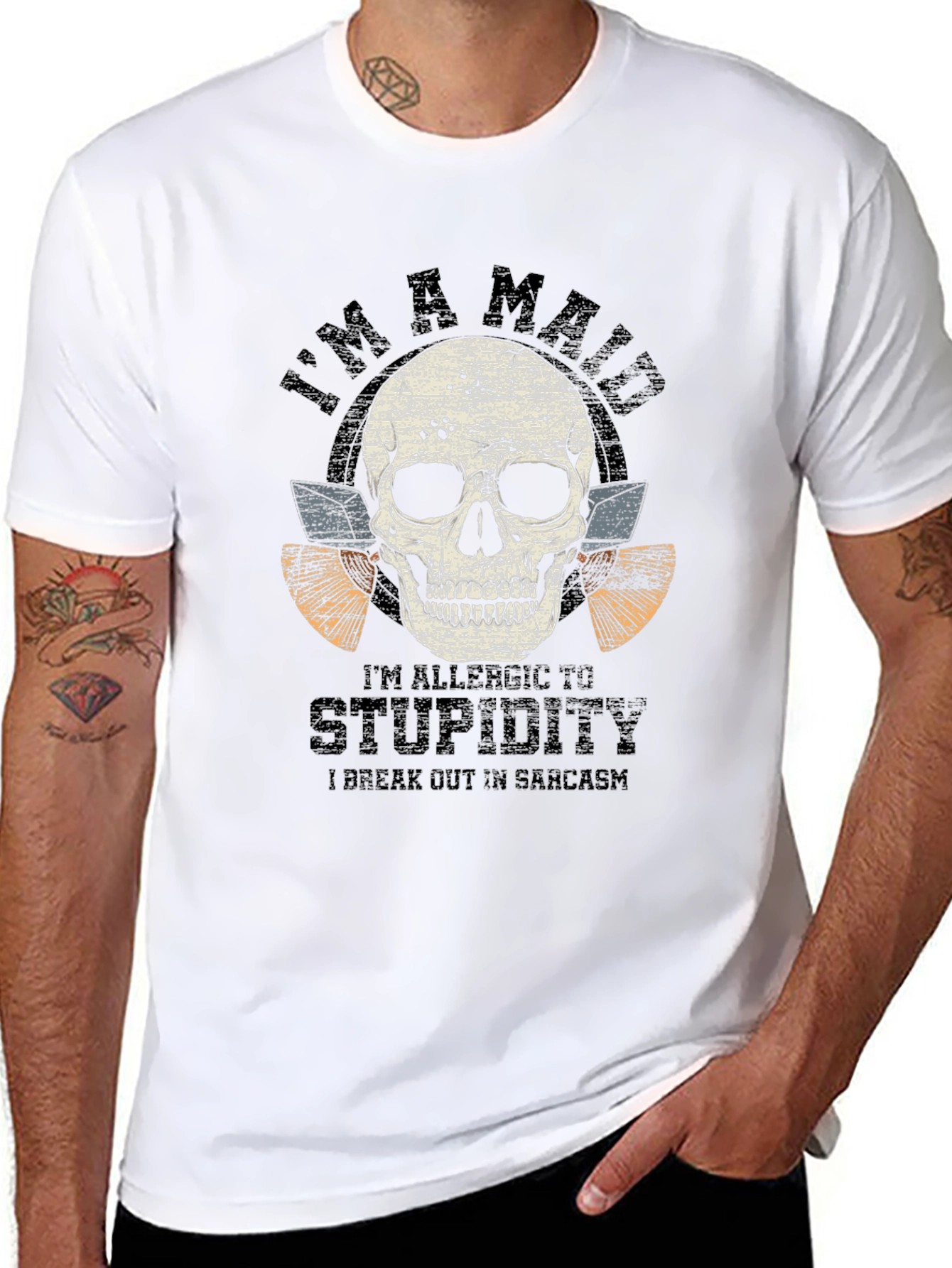 Sarcastic Skull Graphic Tee - Mens Black T-Shirt