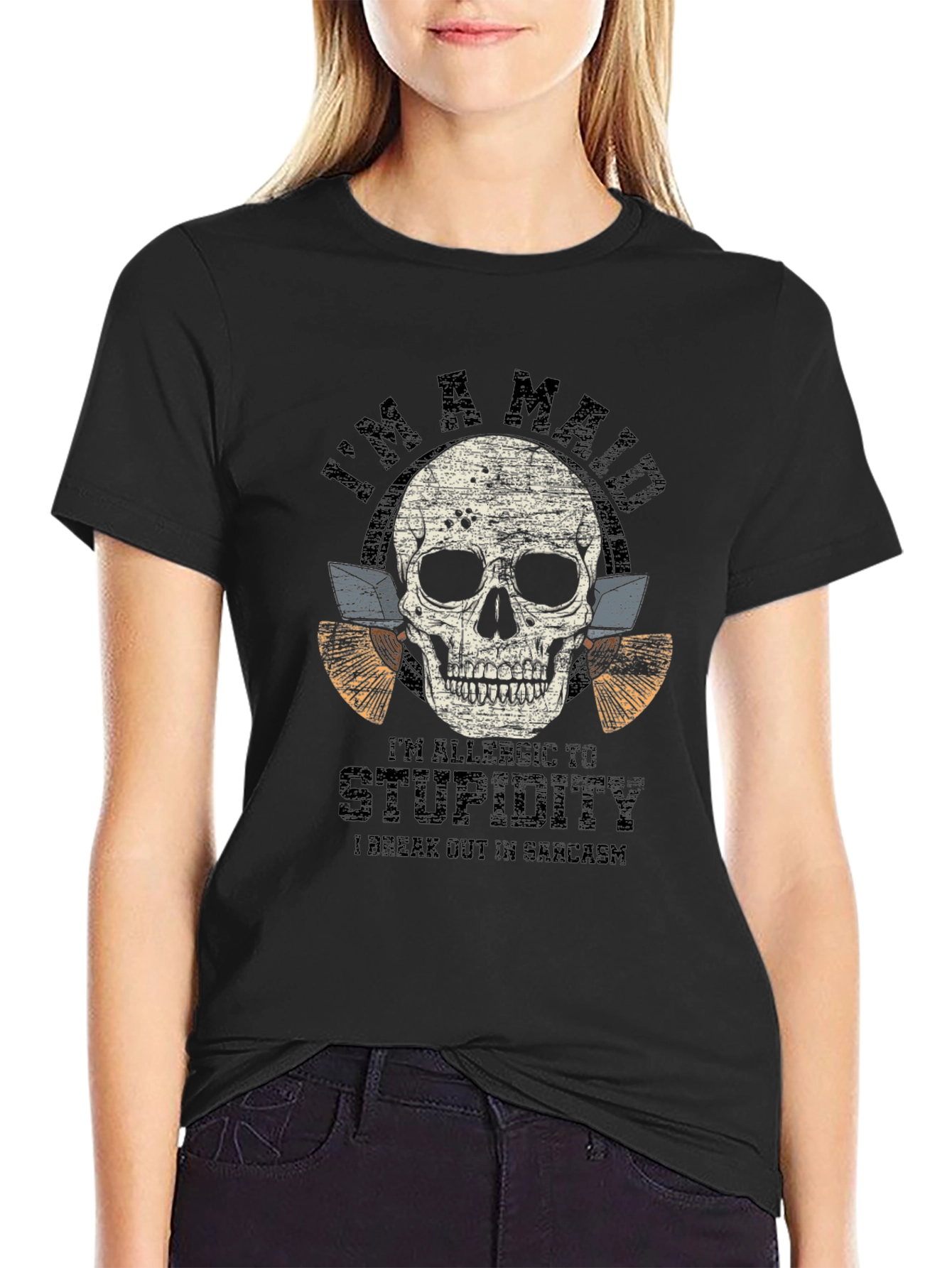 Sarcastic Skull Graphic Tee - Mens Black T-Shirt