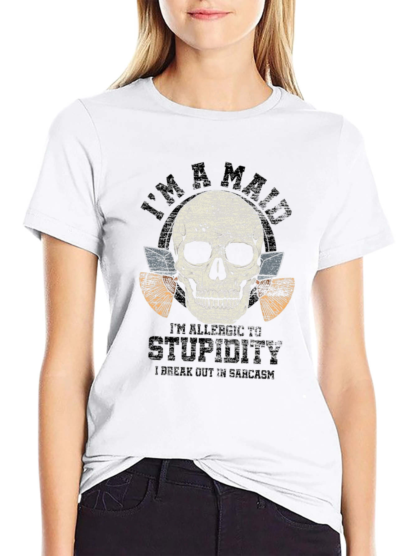 Sarcastic Skull Graphic Tee - Mens Black T-Shirt