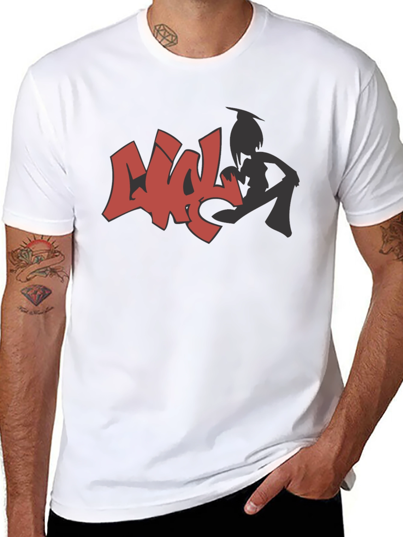 Urban Style Graphic Print Black T-Shirt