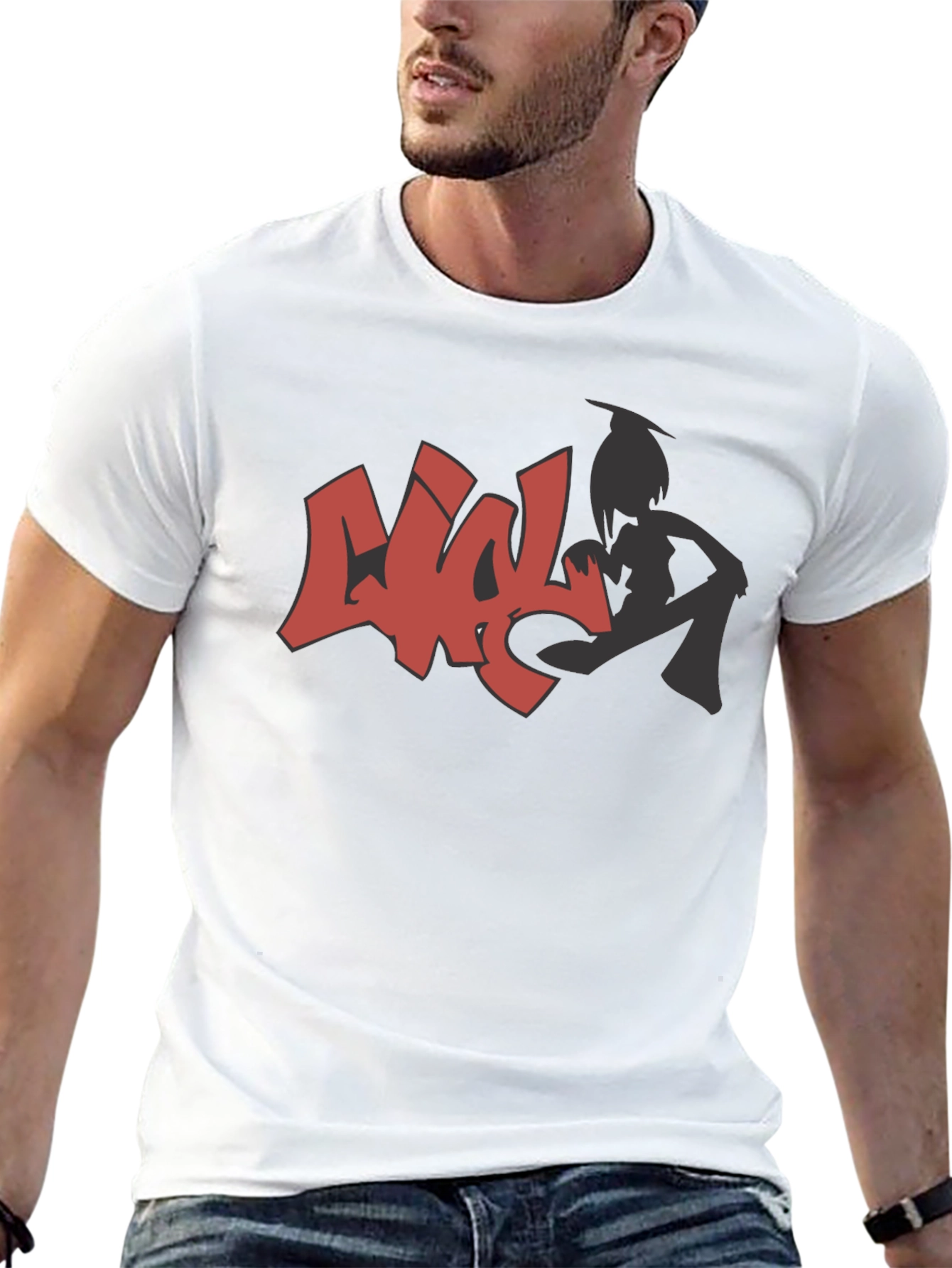 Urban Style Graphic Print Black T-Shirt