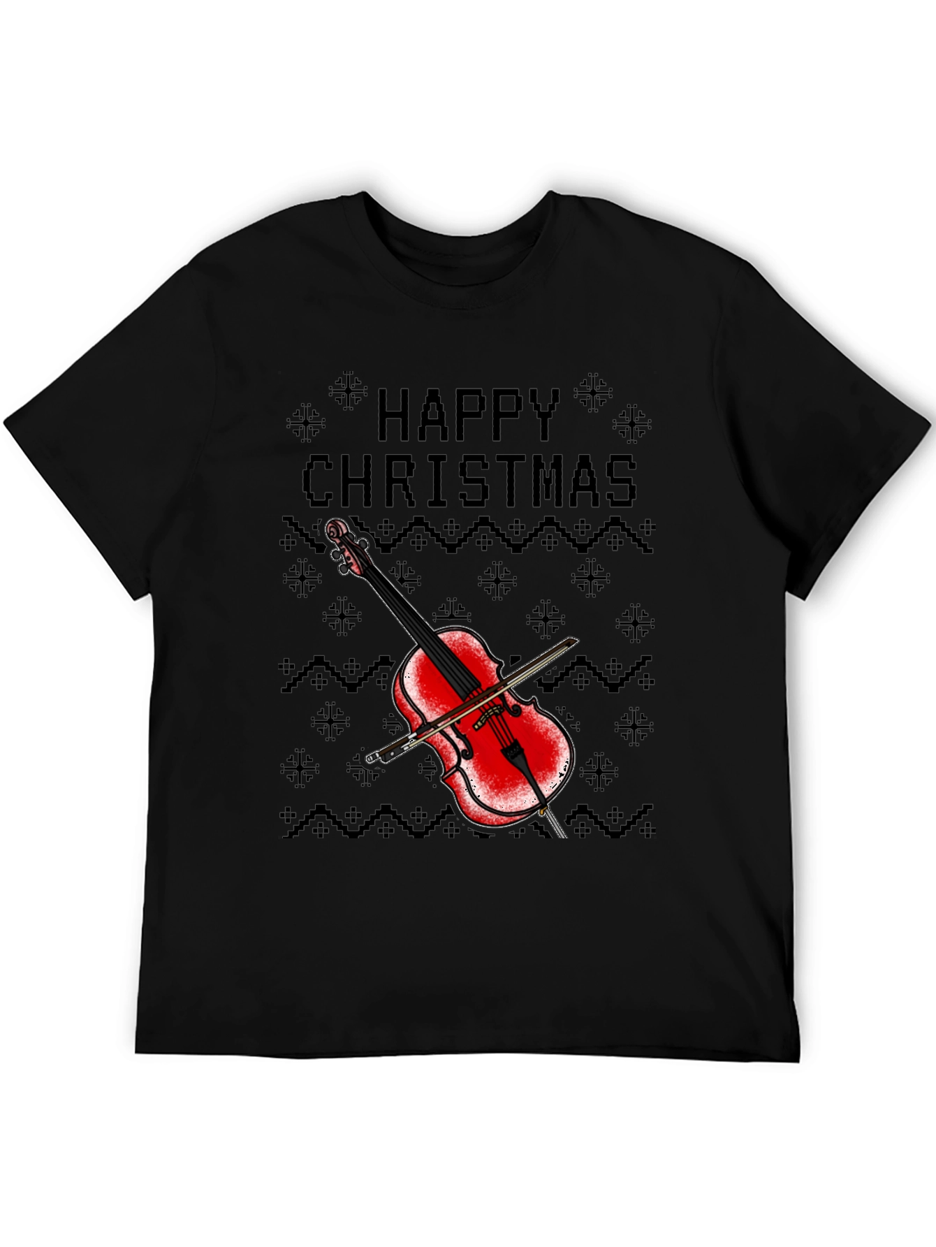 Happy Christmas Violin T-Shirt - Holiday Music Tee