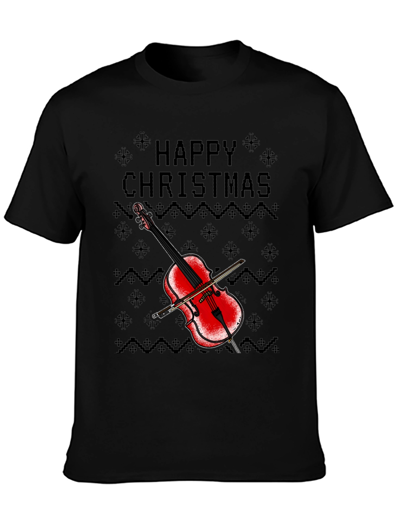 Happy Christmas Violin T-Shirt - Holiday Music Tee