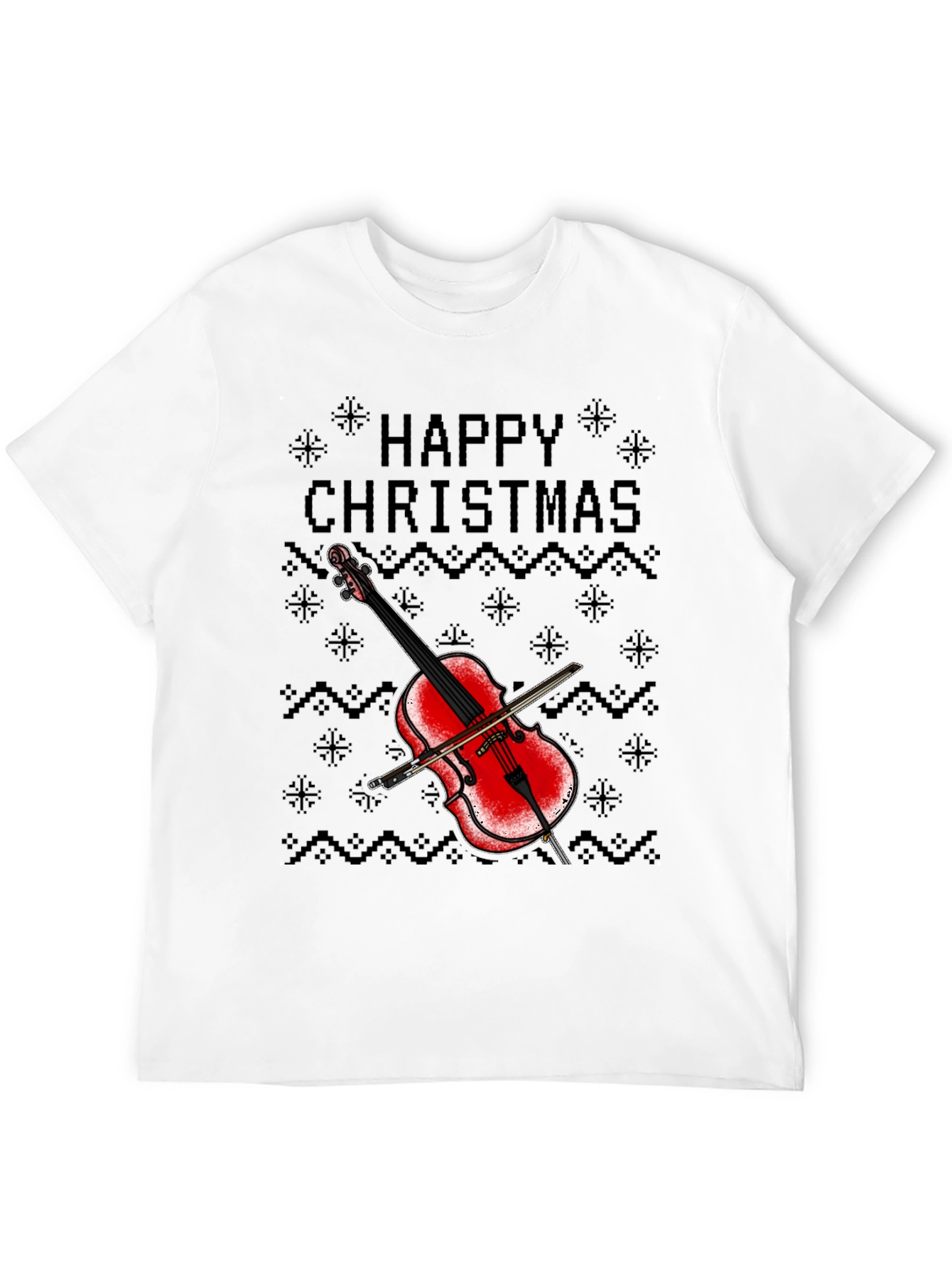 Happy Christmas Violin T-Shirt - Holiday Music Tee