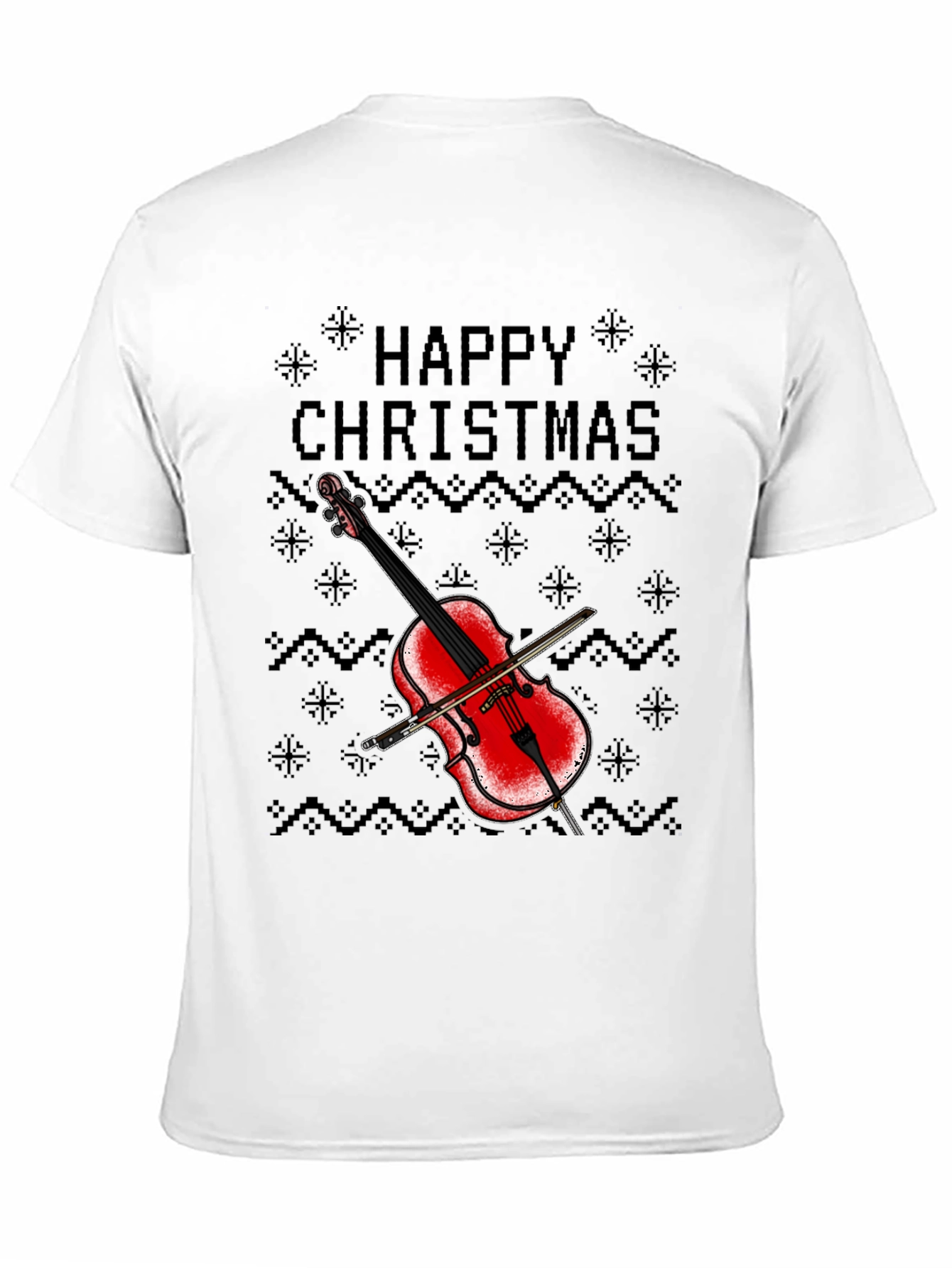 Happy Christmas Violin T-Shirt - Holiday Music Tee