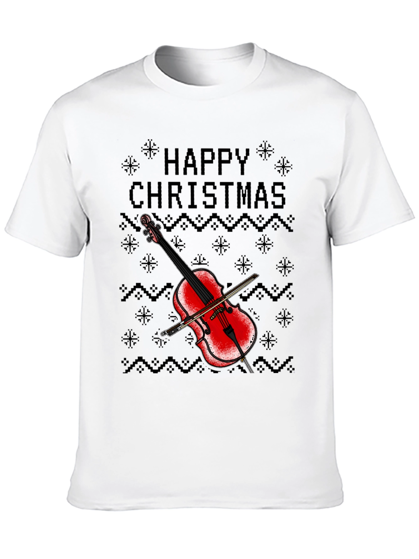 Happy Christmas Violin T-Shirt - Holiday Music Tee