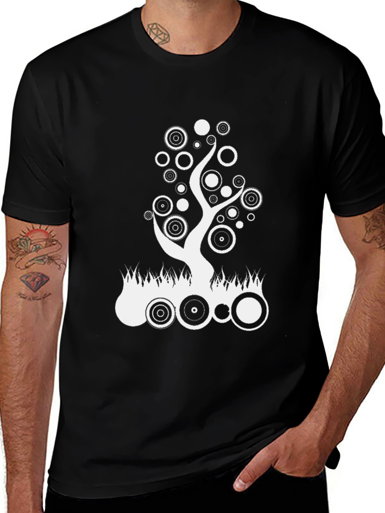 Abstract Tree Graphic Black T-Shirt