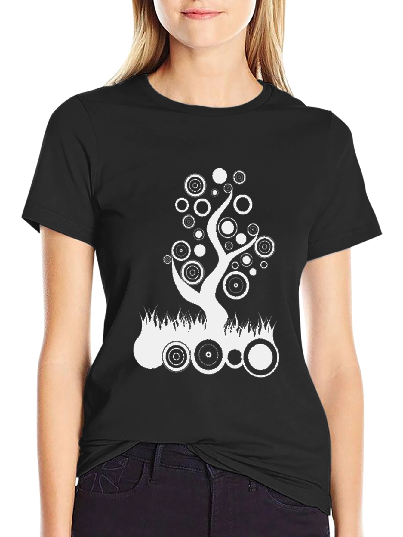 Abstract Tree Graphic Black T-Shirt