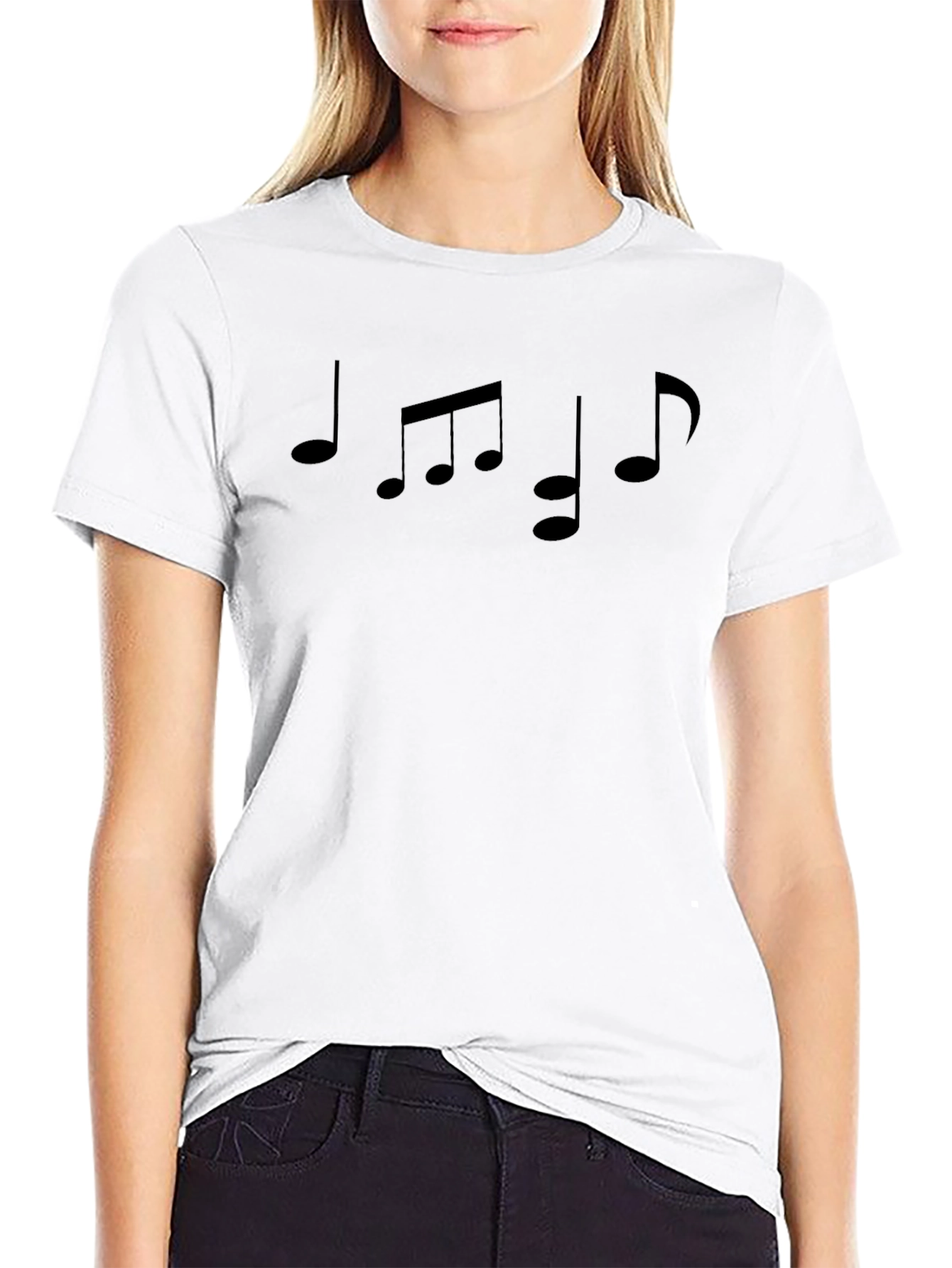 Musical Note Graphic Print Black T-Shirt