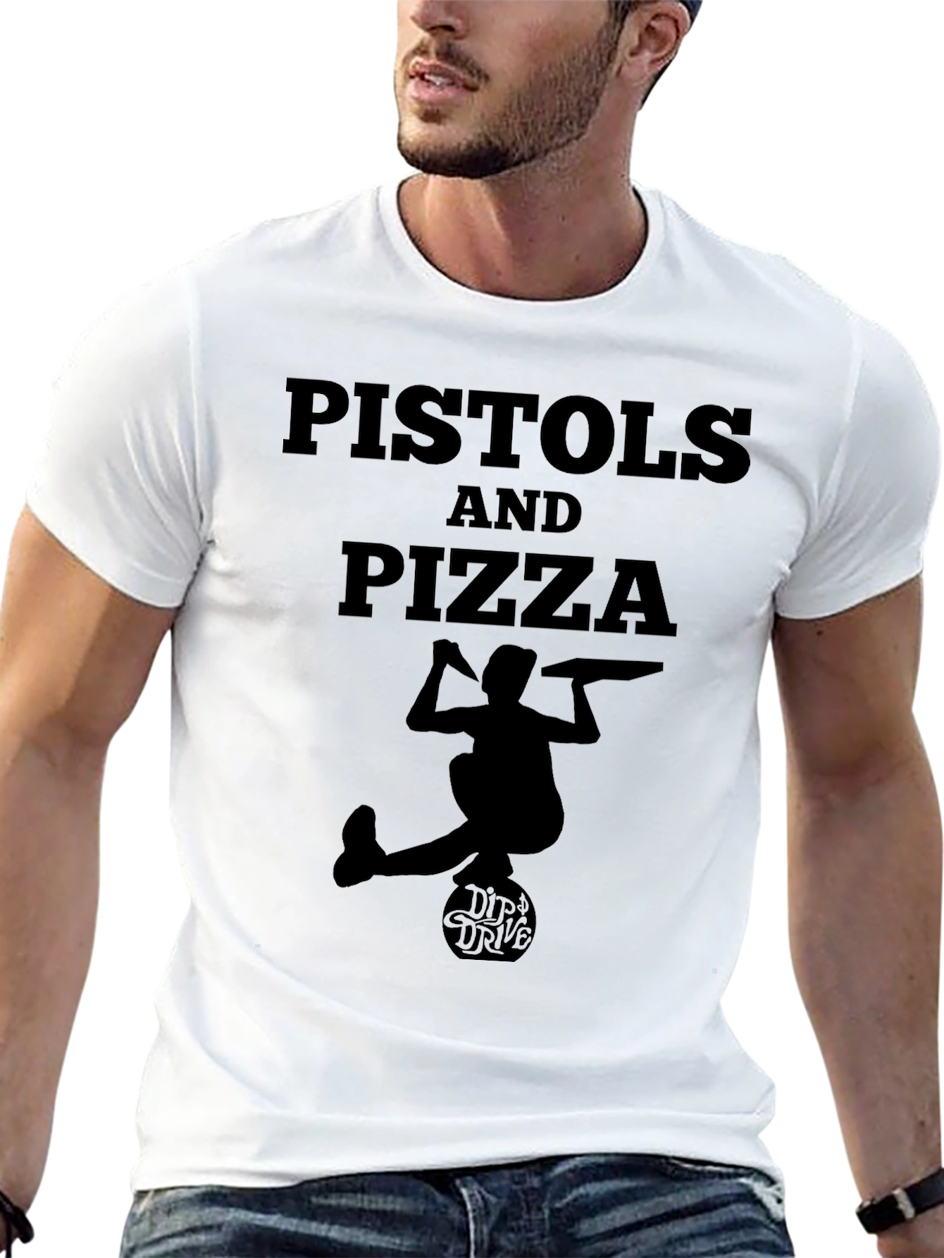 Pistols and Pizza Graphic Tee - Black T-Shirt