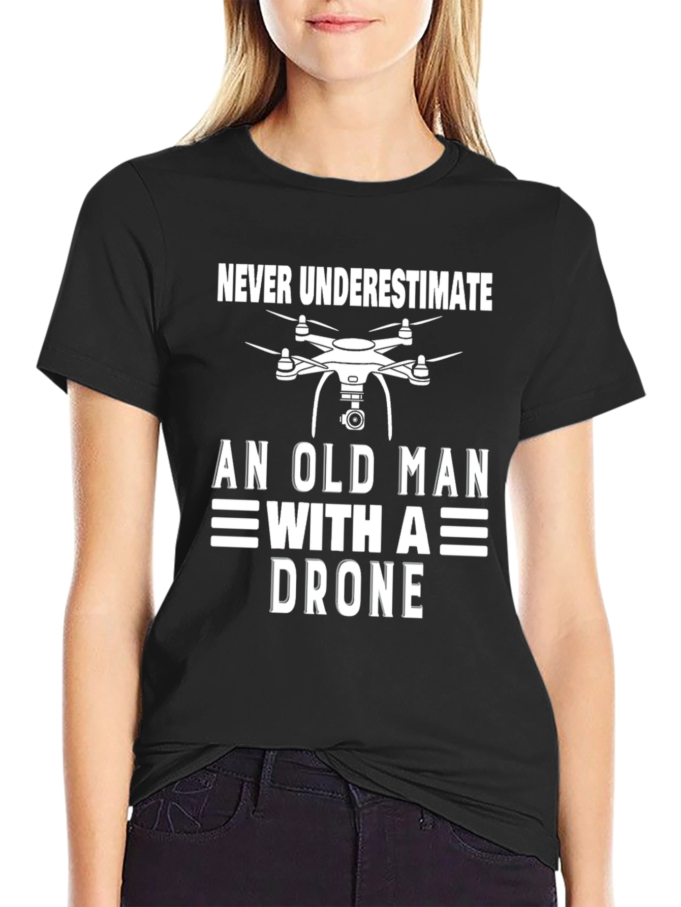 Never Underestimate Old Man with Drone T-Shirt