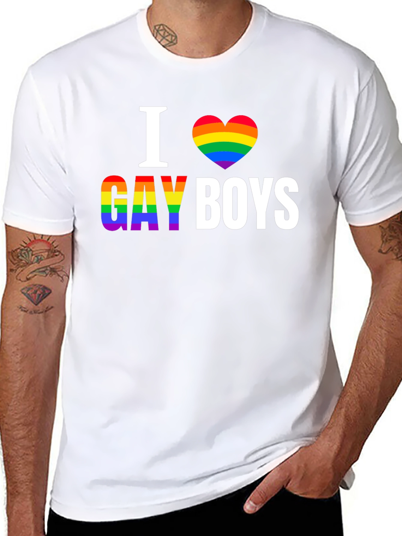 I Heart Gay Boys Rainbow Pride T-Shirt