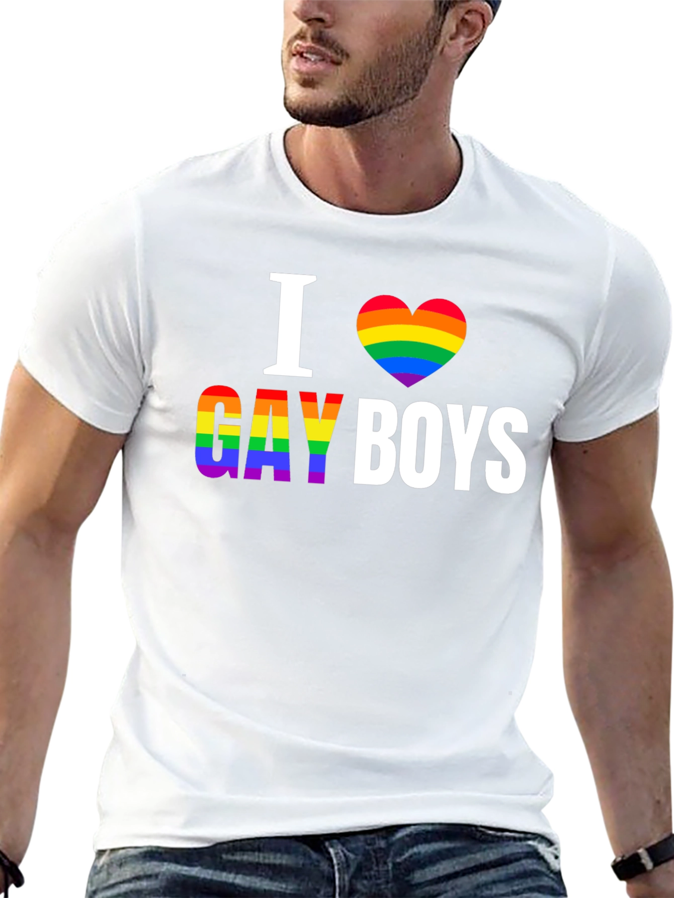 I Heart Gay Boys Rainbow Pride T-Shirt