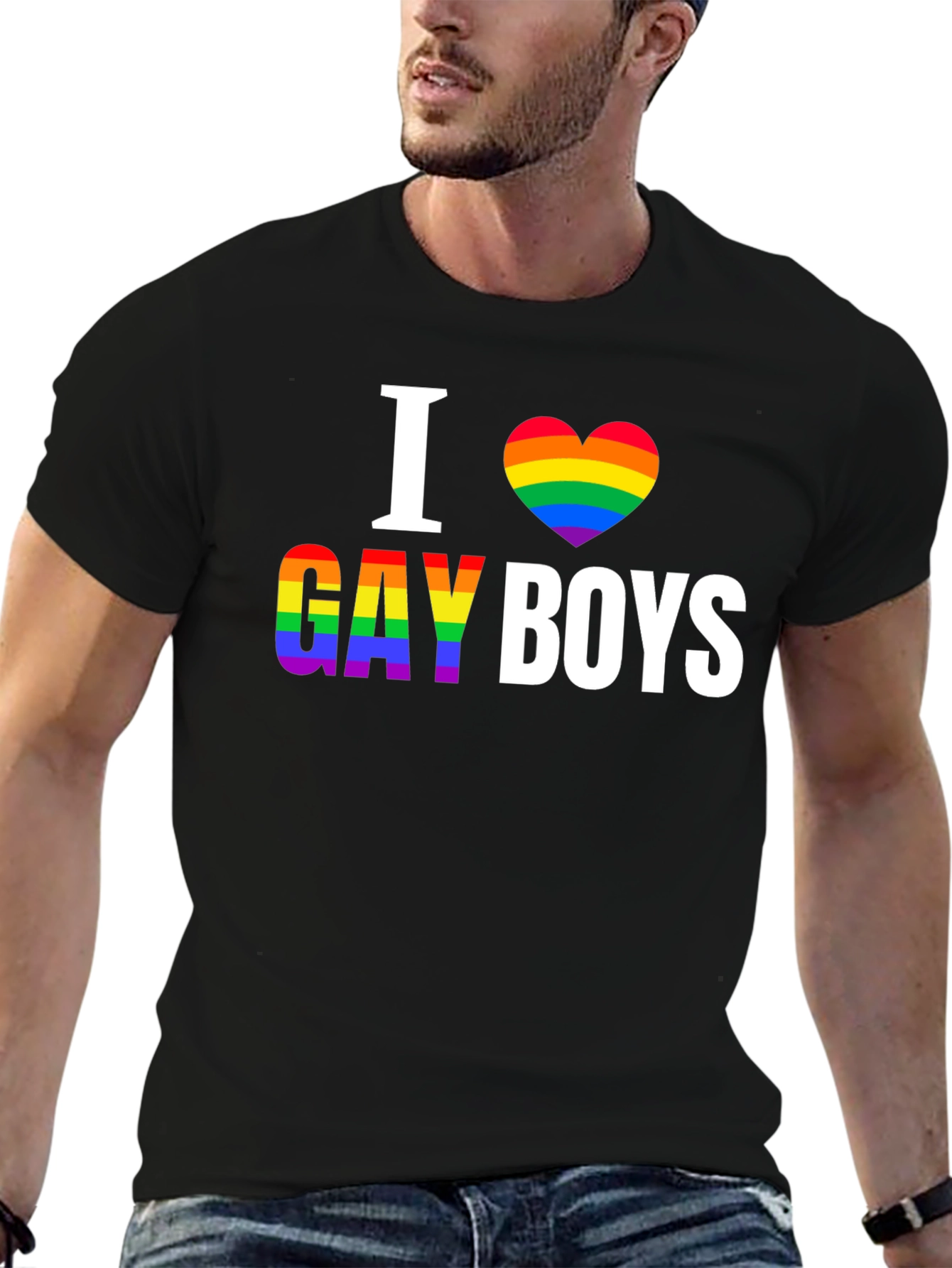 I Heart Gay Boys Rainbow Pride T-Shirt
