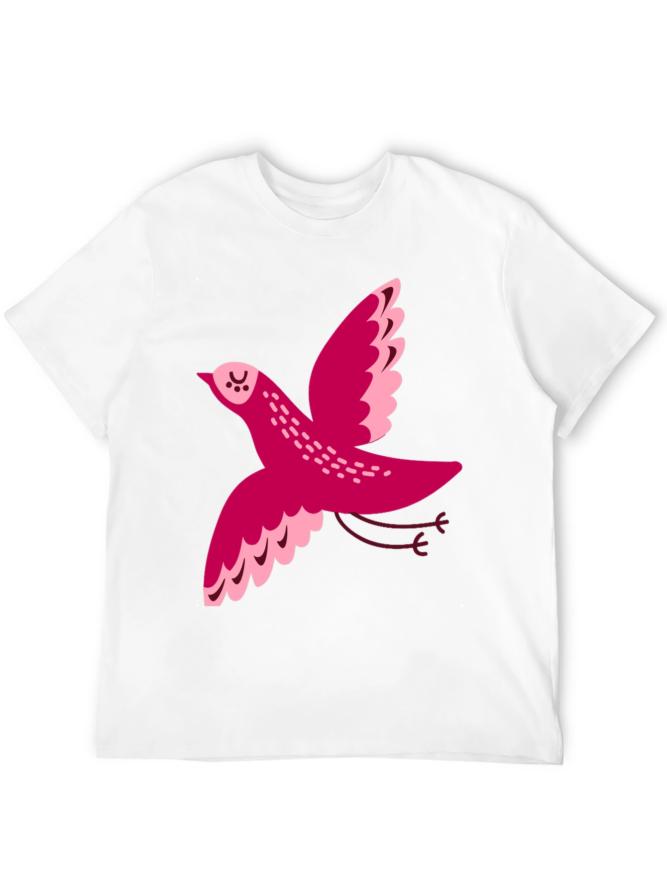 Whimsical Bird Graphic Tee - Black Cotton T-Shirt