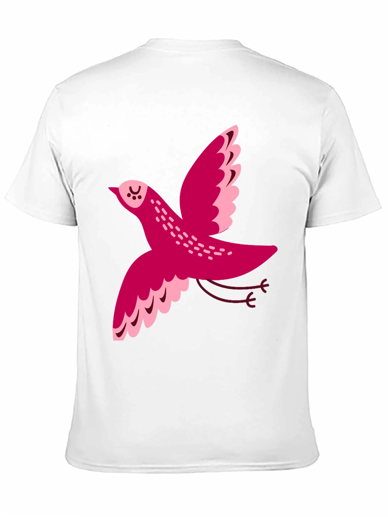 Whimsical Bird Graphic Tee - Black Cotton T-Shirt