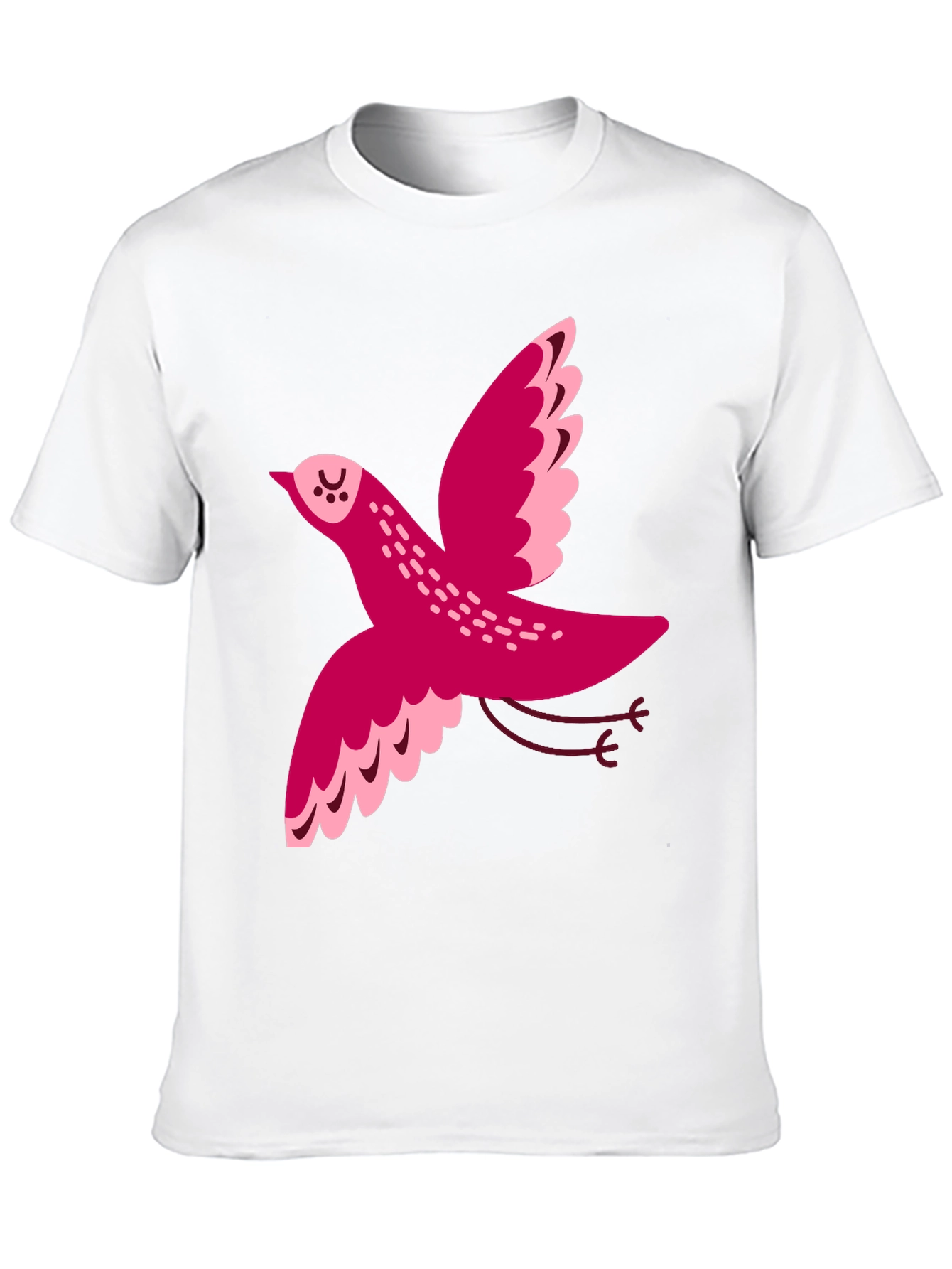 Whimsical Bird Graphic Tee - Black Cotton T-Shirt