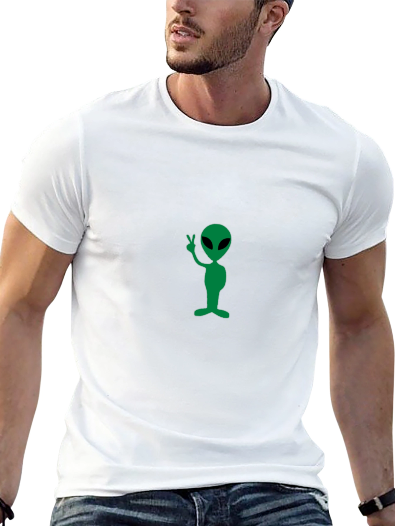 Alien Peace Sign Black T-Shirt